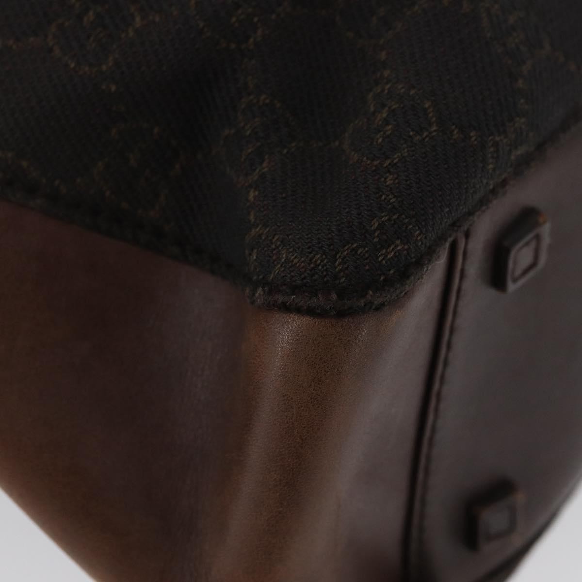 GUCCI GG Canvas Tote Bag Brown Silver 101919 Auth hk3623