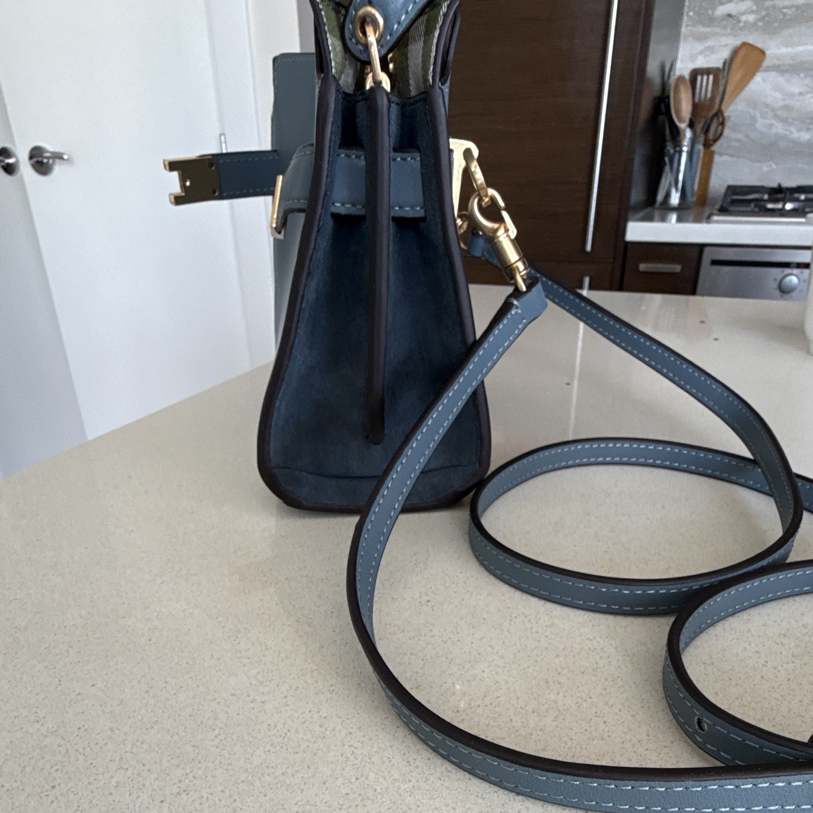 Baby Blue Tory Burch Lee Radziwill Petite Bag