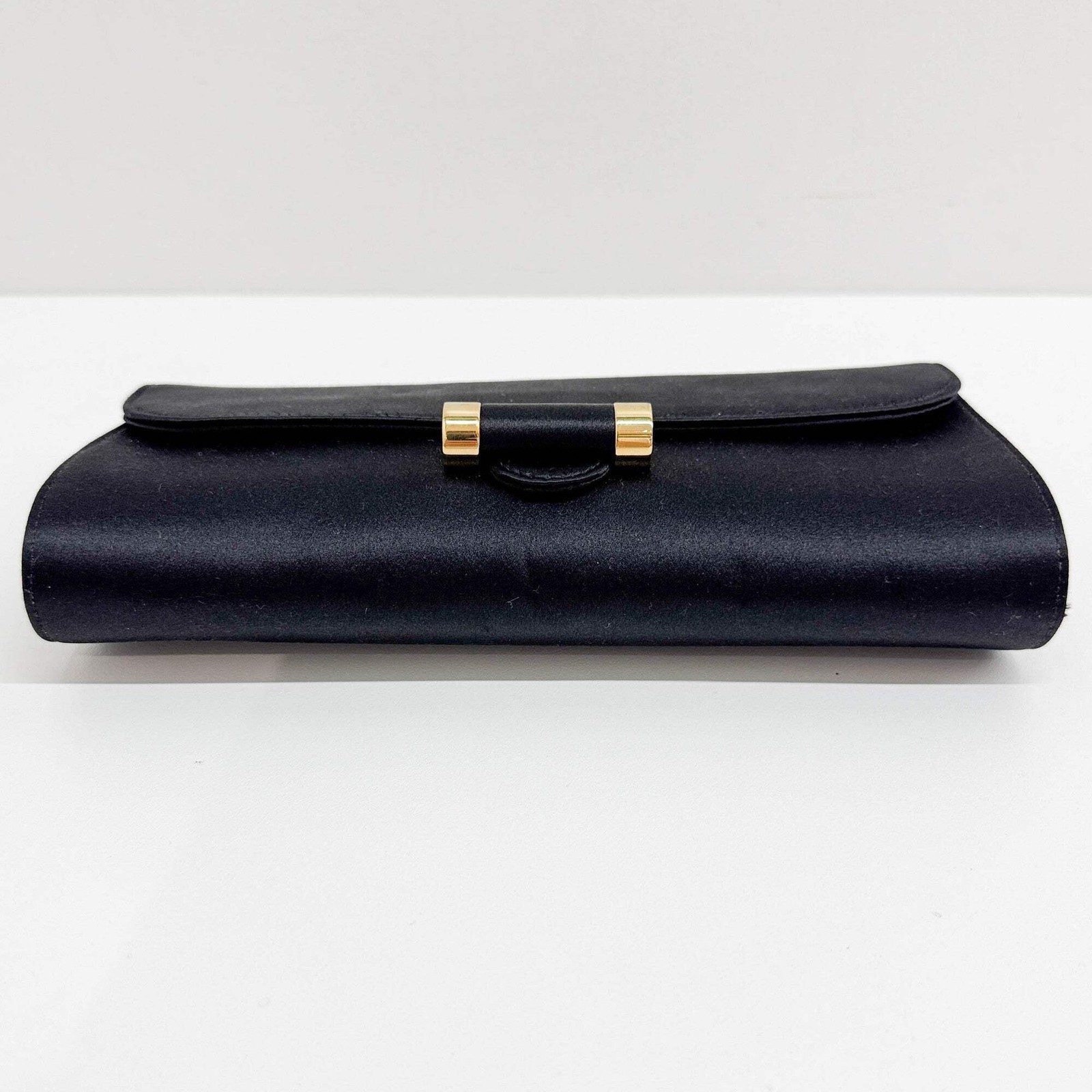 SAINT LAURENT Black Satin Clutch Bag