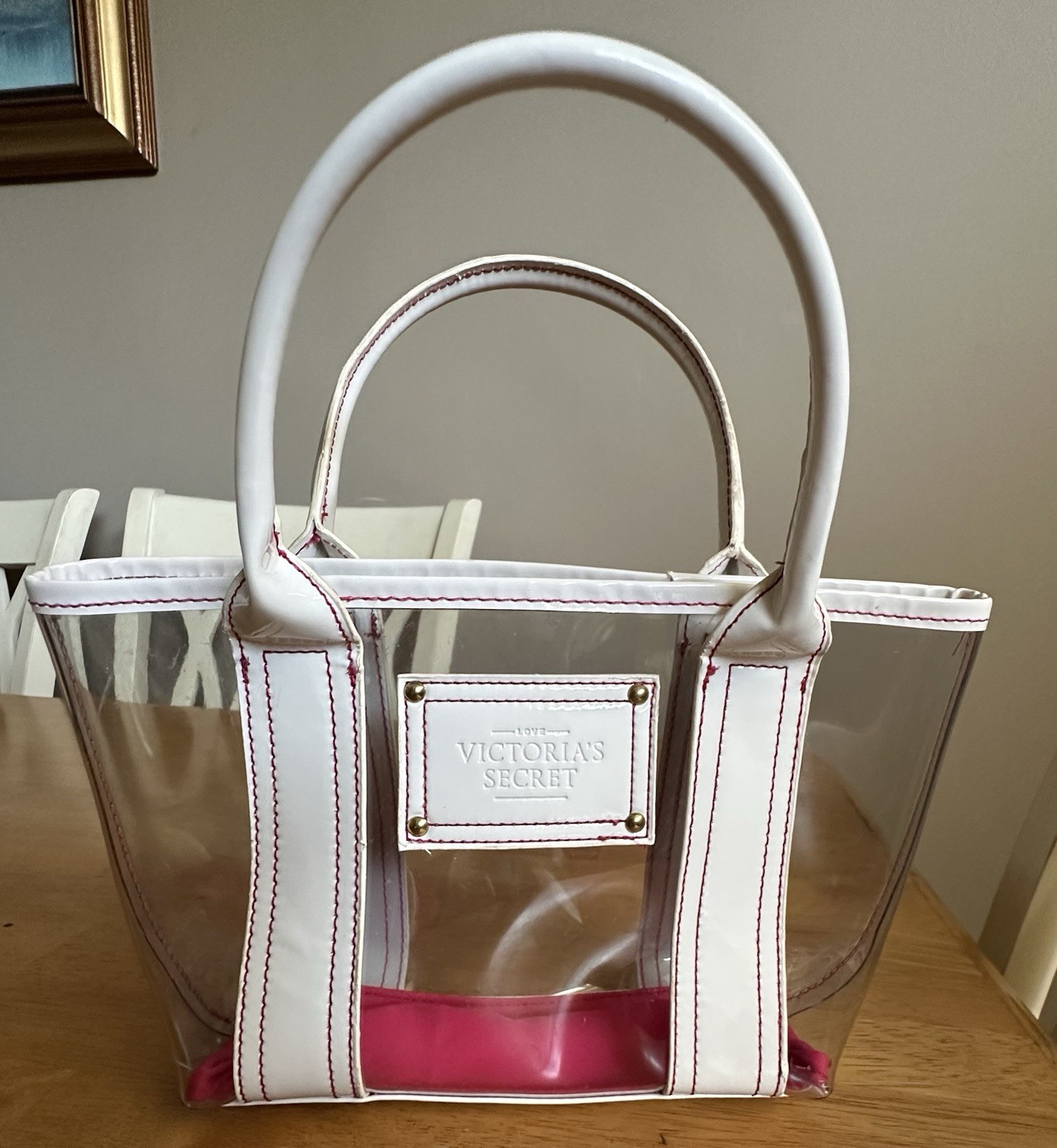 Rare Vtg Victoria’s Secret Love Mini Clear Tote Bag Pink White