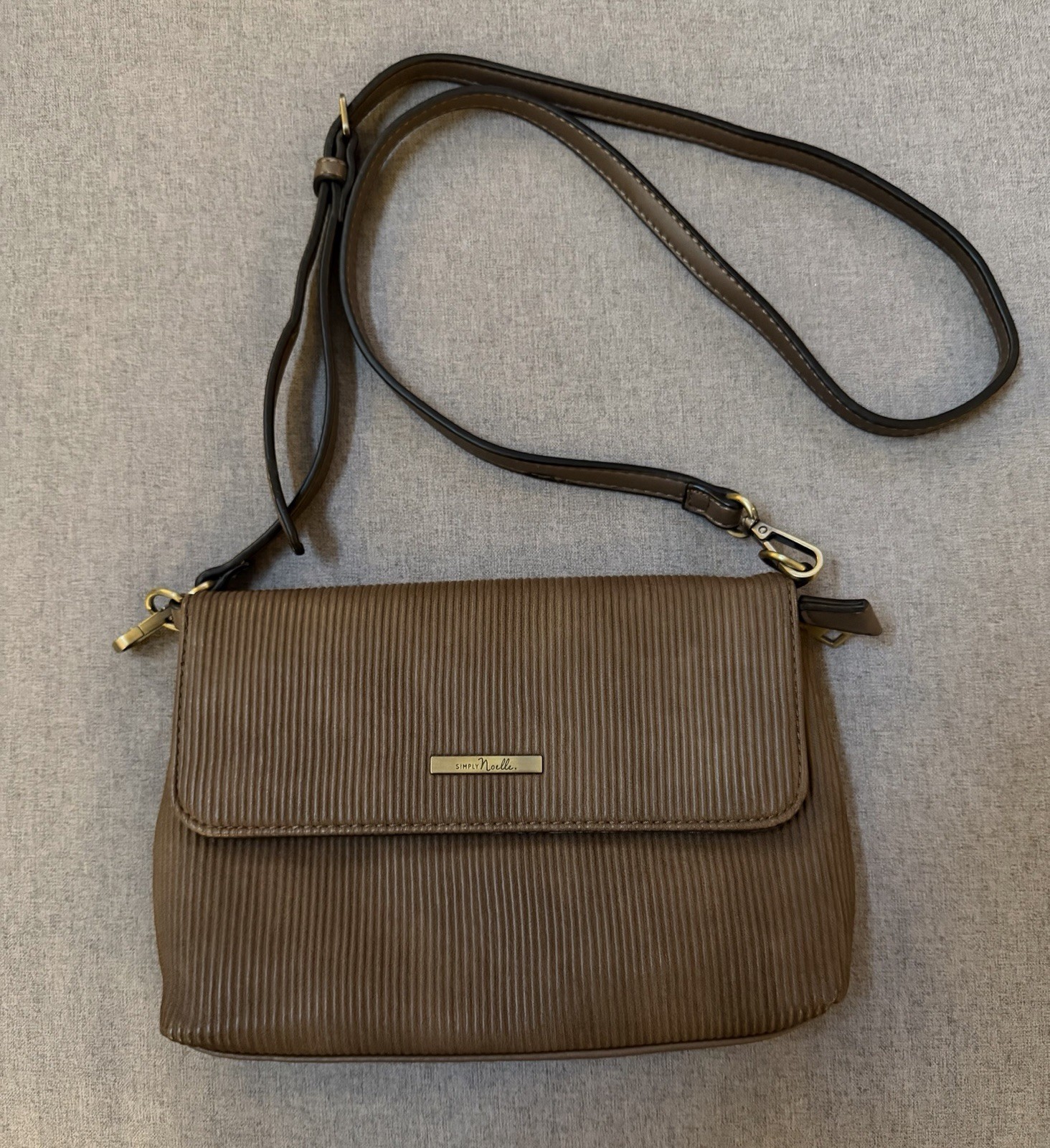 Medium Brown SIMPLY NOELLE. Ribbed Vegan Leather Handbag