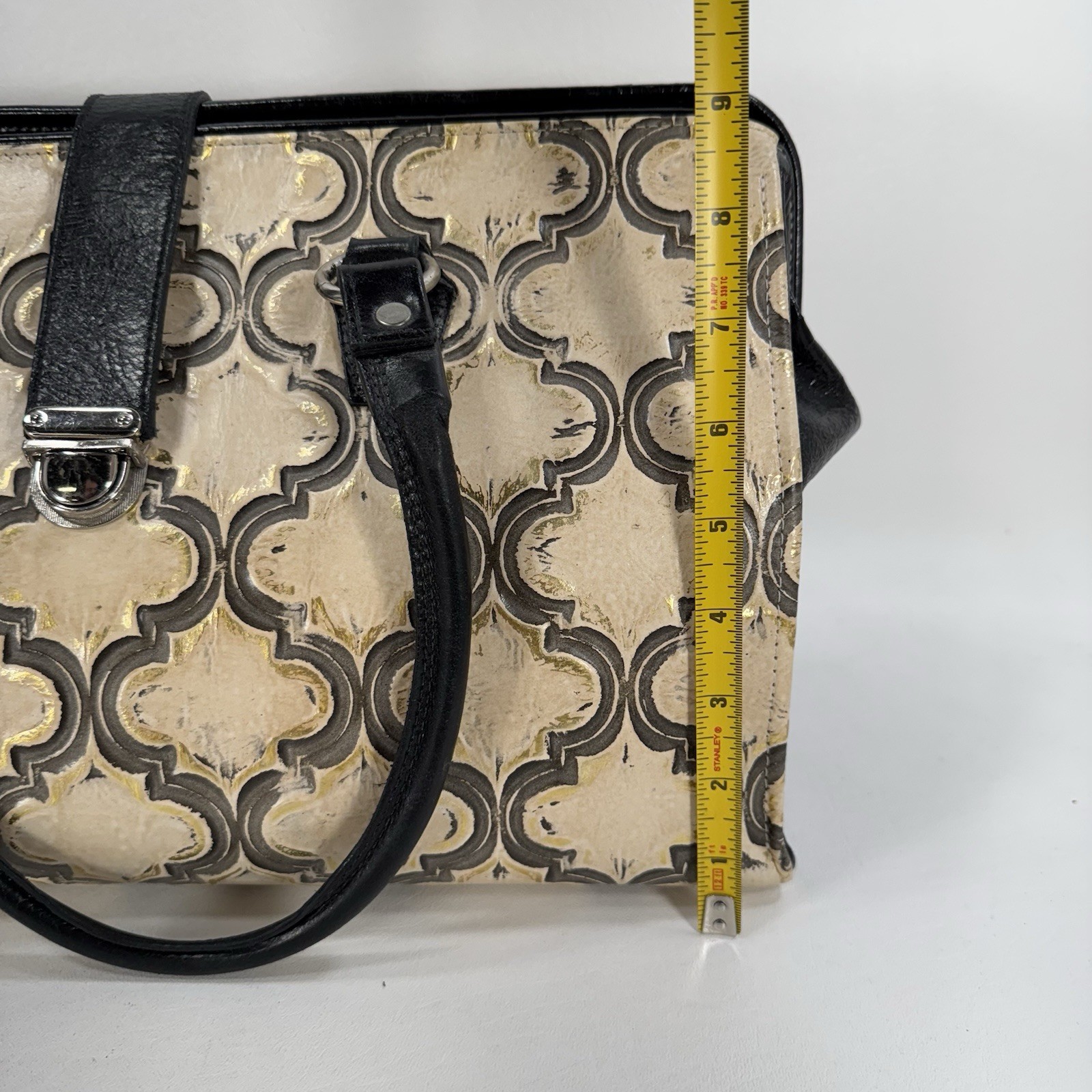 Glenda Gies Mathilda Ivory Gold Doctors Bag Shoulder Bag