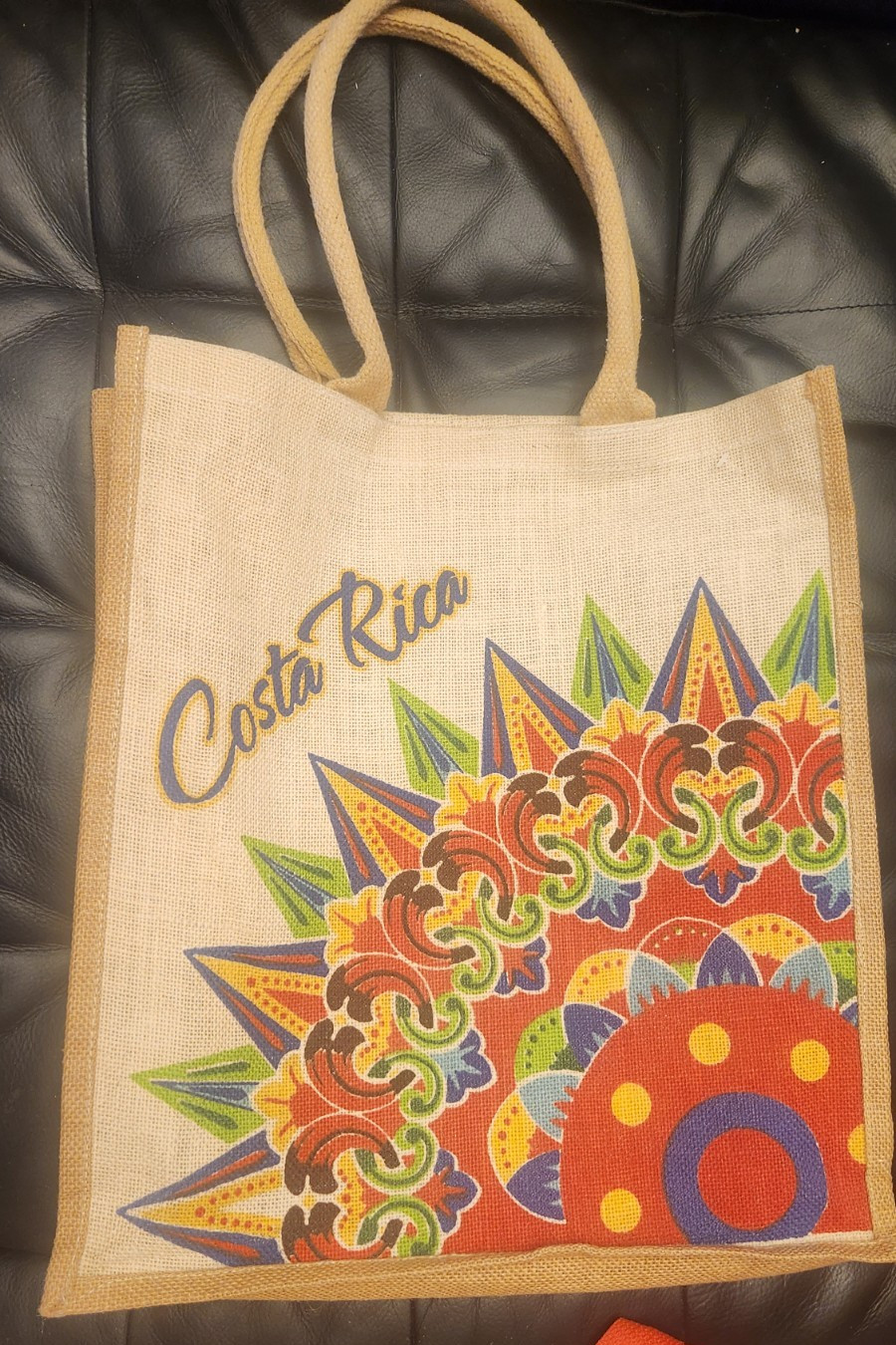 Vintage Costa Rica Burlap Tote Beach Bag 15 1/2″ x 17″ x 5″ NICE CONDITION