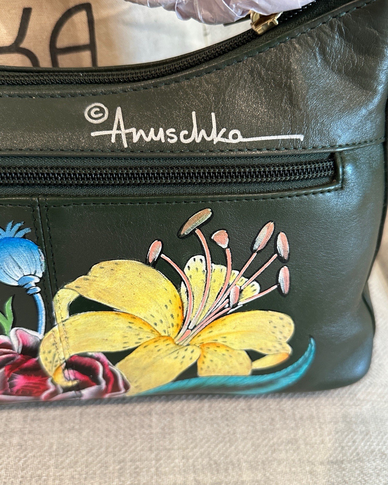 Anuschka Medium Leather Floral Hobo NWT