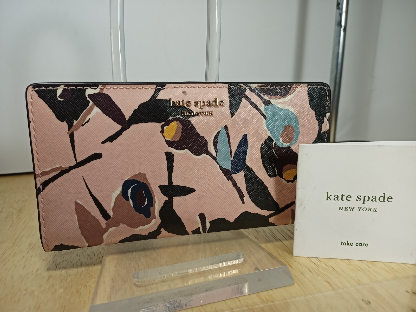Kate Spade Stacie Flower Small Multi Color Jaquard Leather Gold Plated