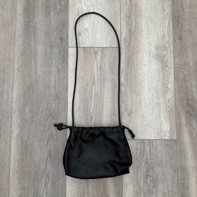 GUC Cos Mini Cavatelli Clutch Crossbody Leather Black Bag Drawstring 10x7x2