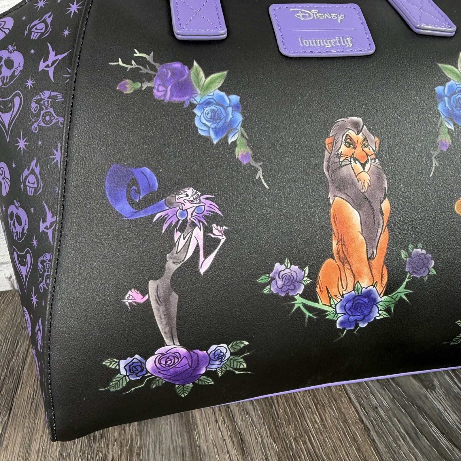Loungefly Disney Villains Floral Icons Satchel Bag Crossbody Purse New NWT