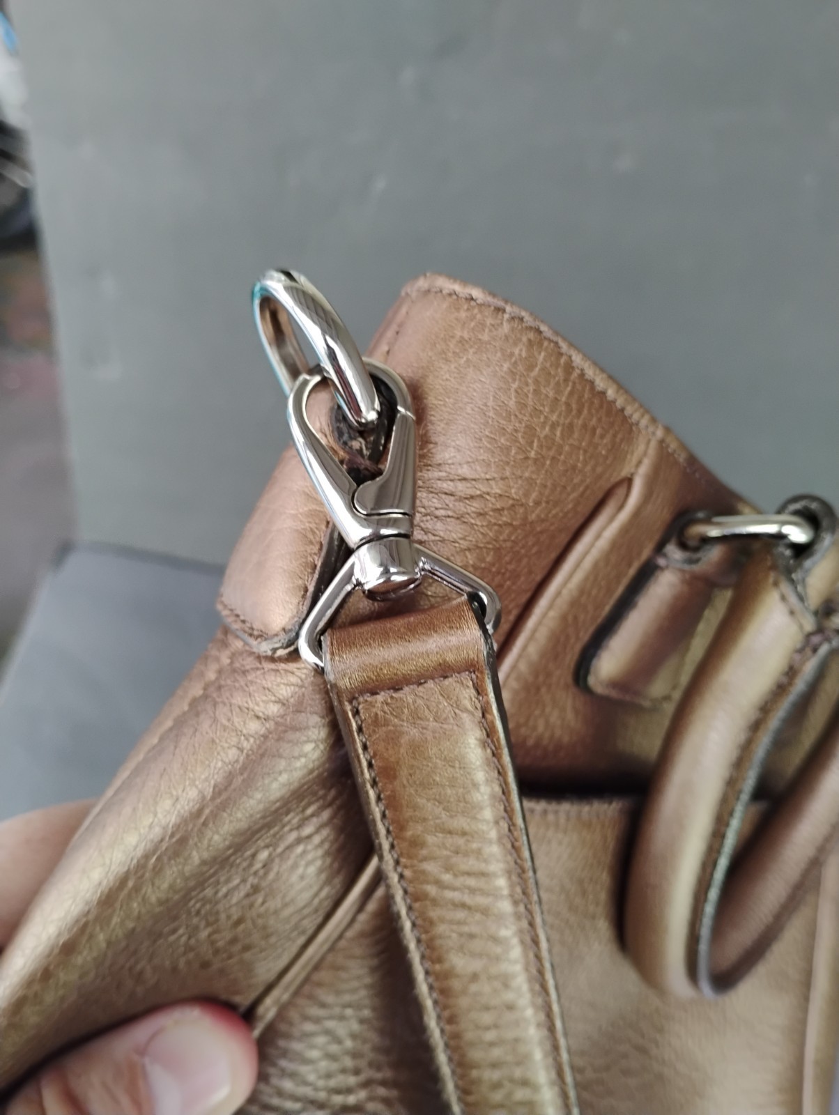 Hirofu Bag Purse Bronze Leather Purse Leather Suede Interior 👌 Condition