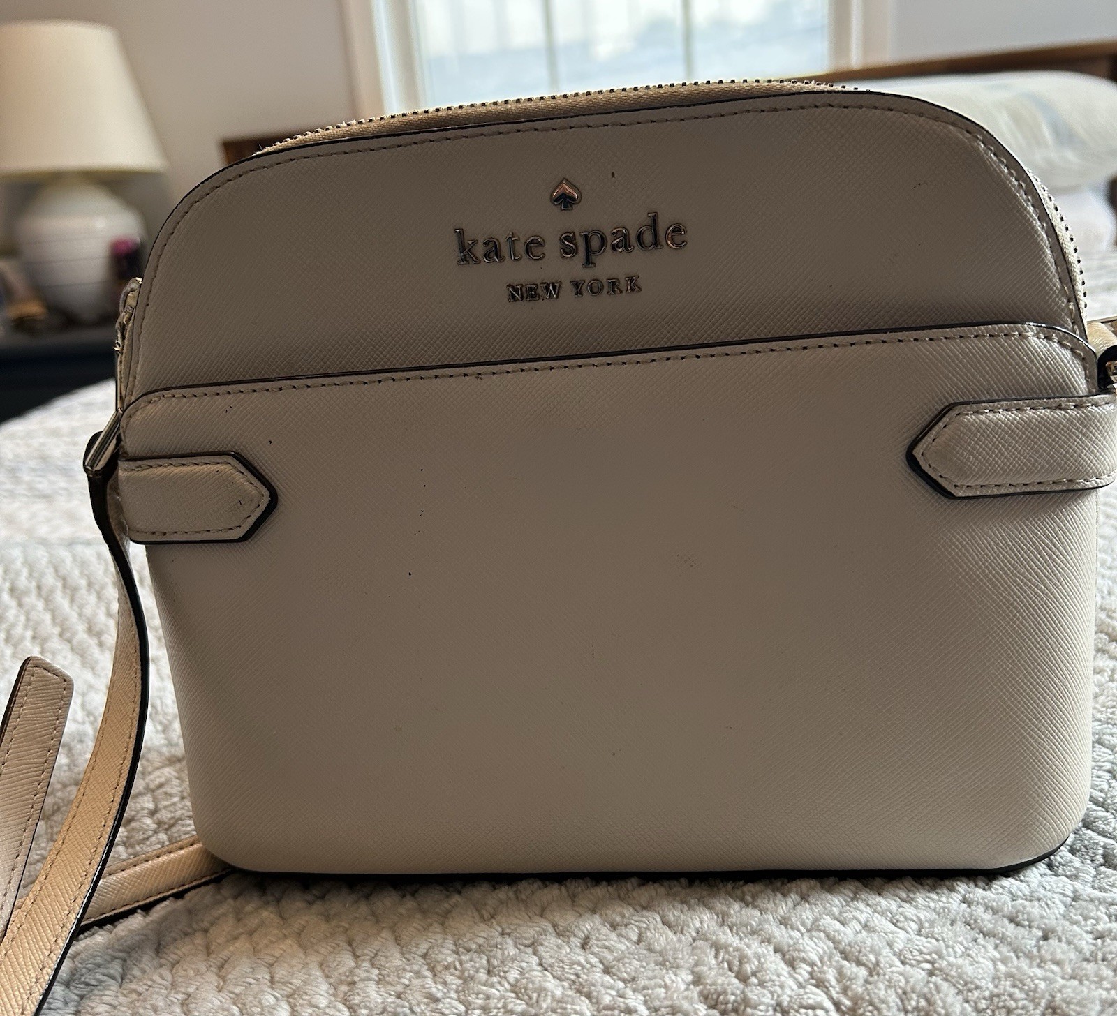 kate Spade New York, Off white Small Crossbody Zip Bag Adjustable Strap