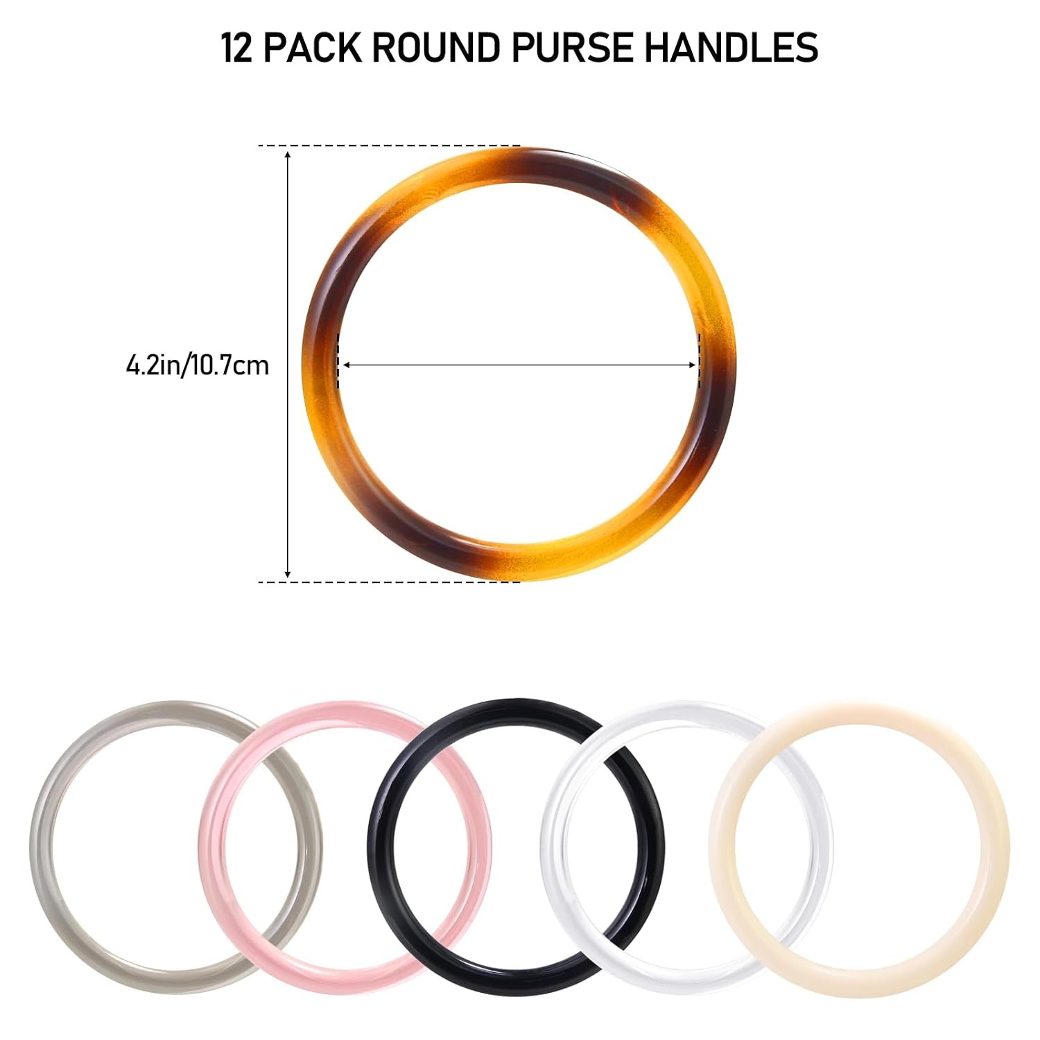 Round Purse Handles for Crochet Bags, DIY Tote Straps, 4.5 Inch Outer Diameter