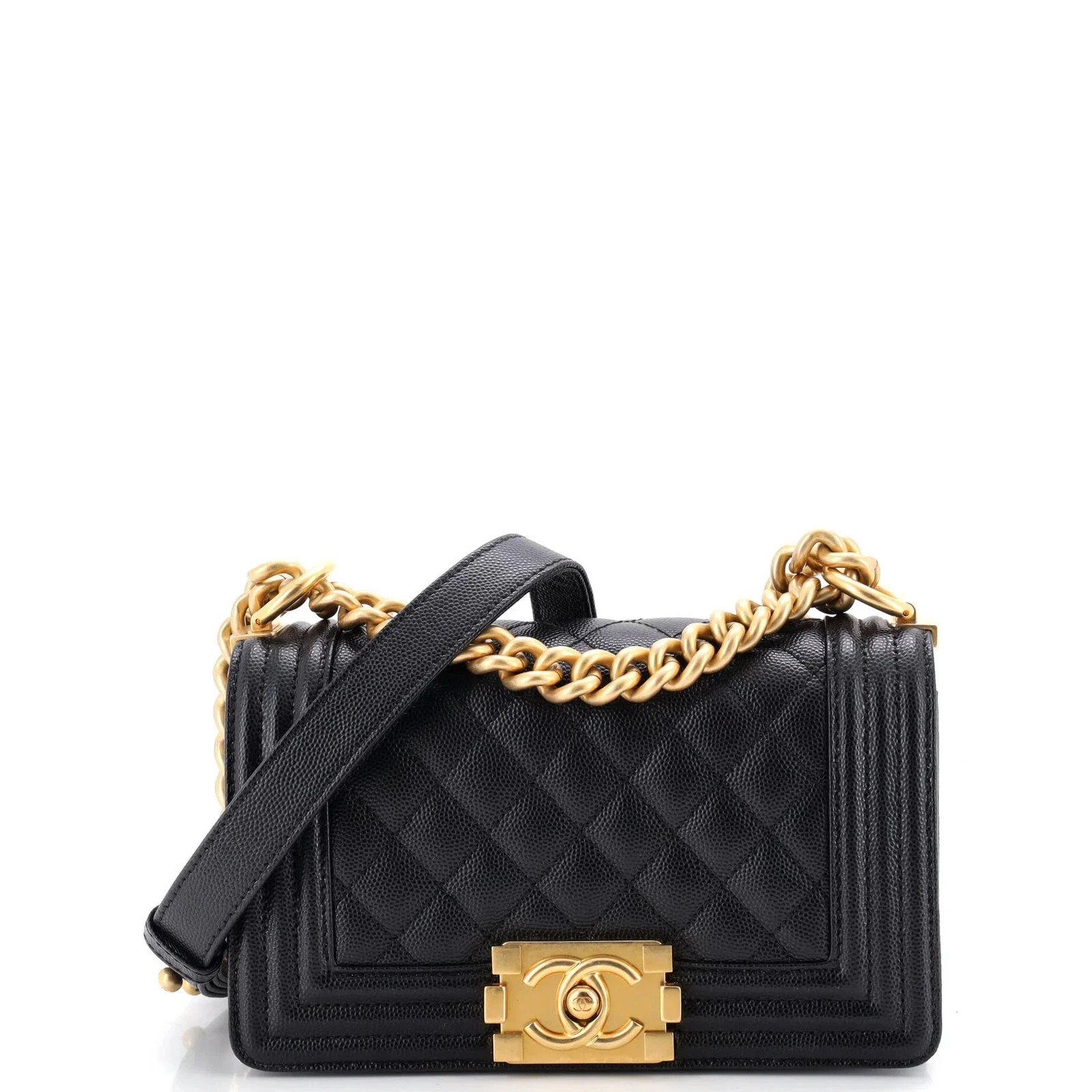 CHANEL Flap Shoulder Bag Medium Dark Blue Leather