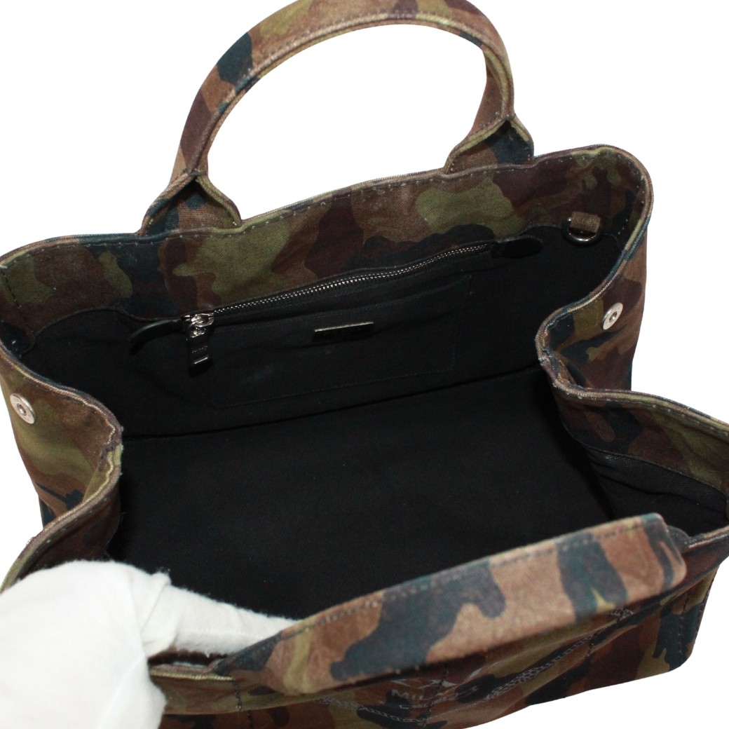 PRADA B2642B Canapa Camouflage Handbag canvas khaki brown black Women