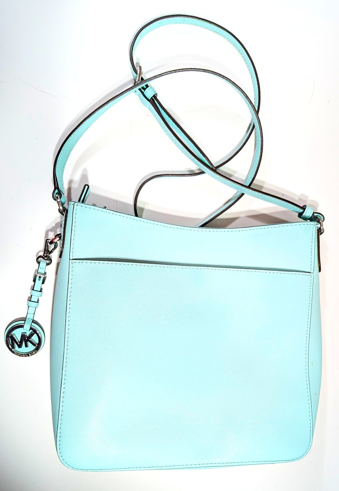 Michael Kors Large Crossbody Bag In Vista Blue Faux Leather 9.5″x10″x3″