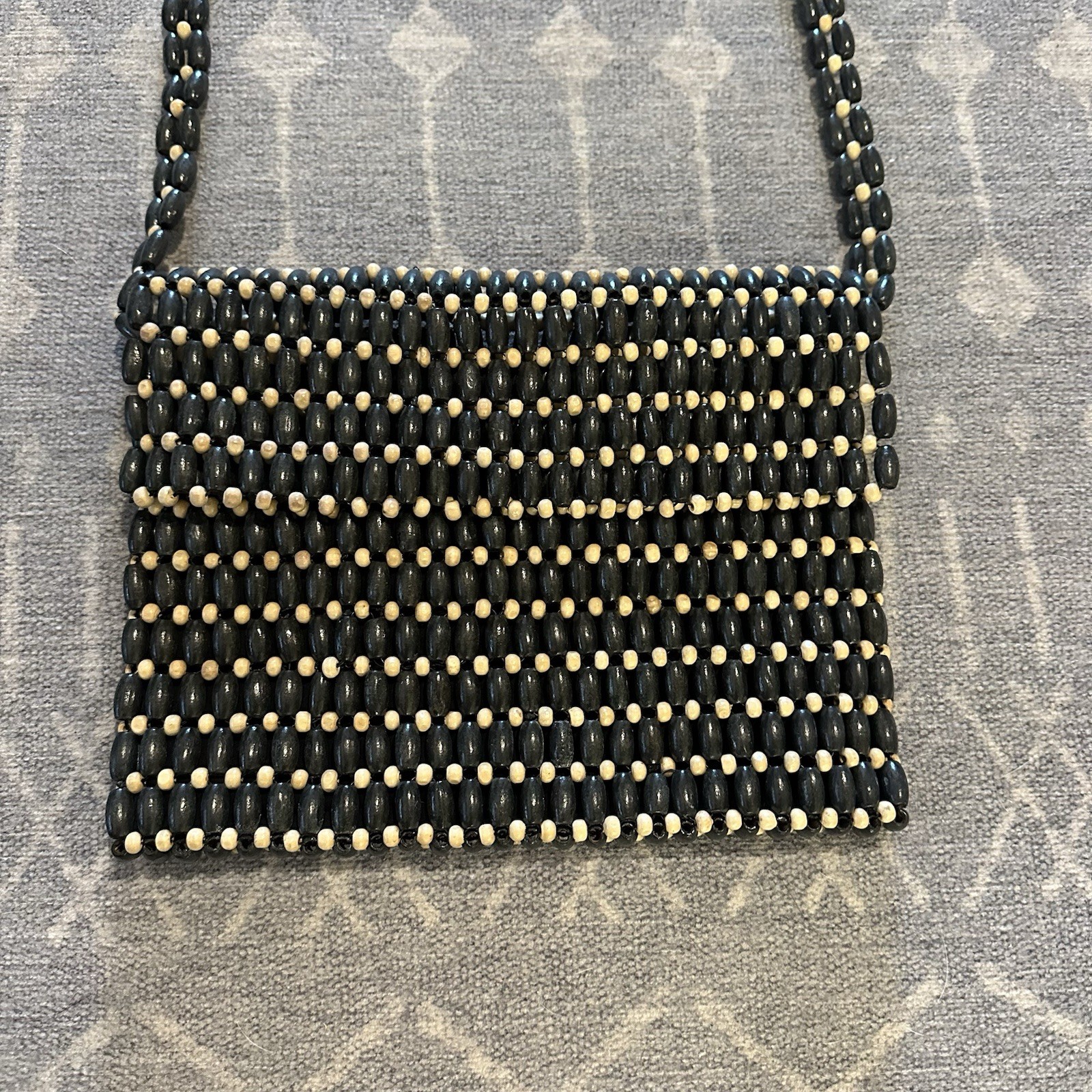Sigrid Olsen Black Wood Beaded Women’s Crossbody Bag Spring, Summer, Handcrafted