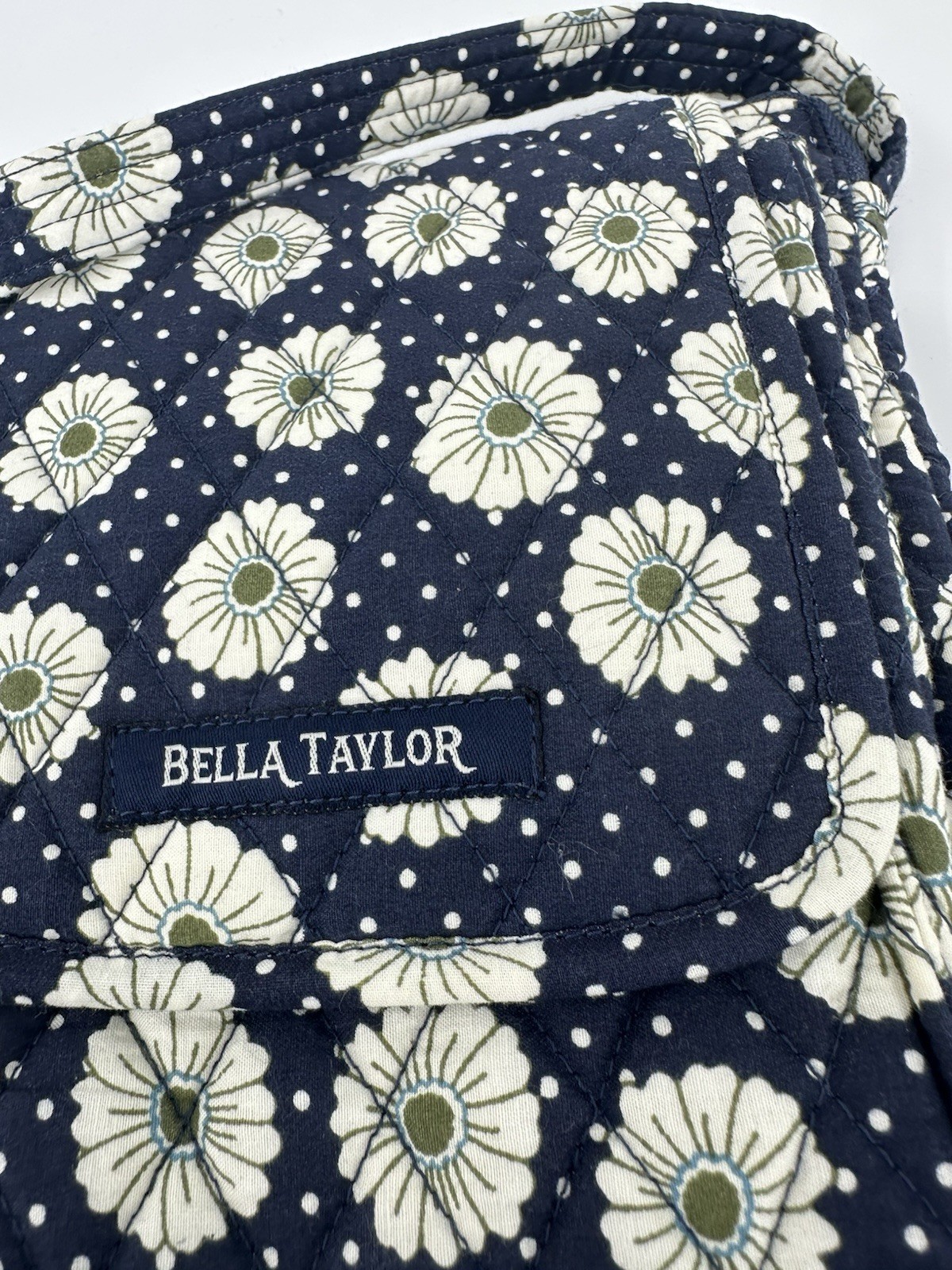 Bella Taylor Mini Crossbody Bag Purse Blue Daisy Cotton ID Card Adjustable Strap