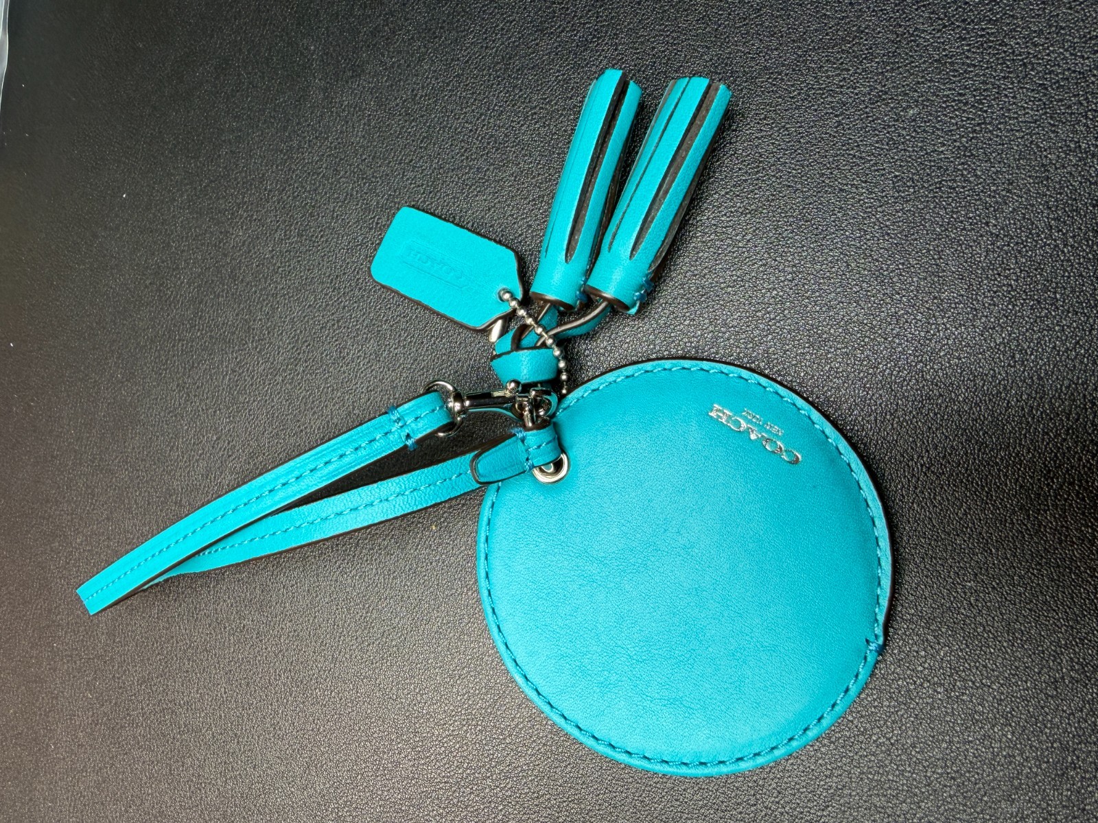 Coach New York Hot Teal Blue Mirror Bag Charm (Lot 2139)