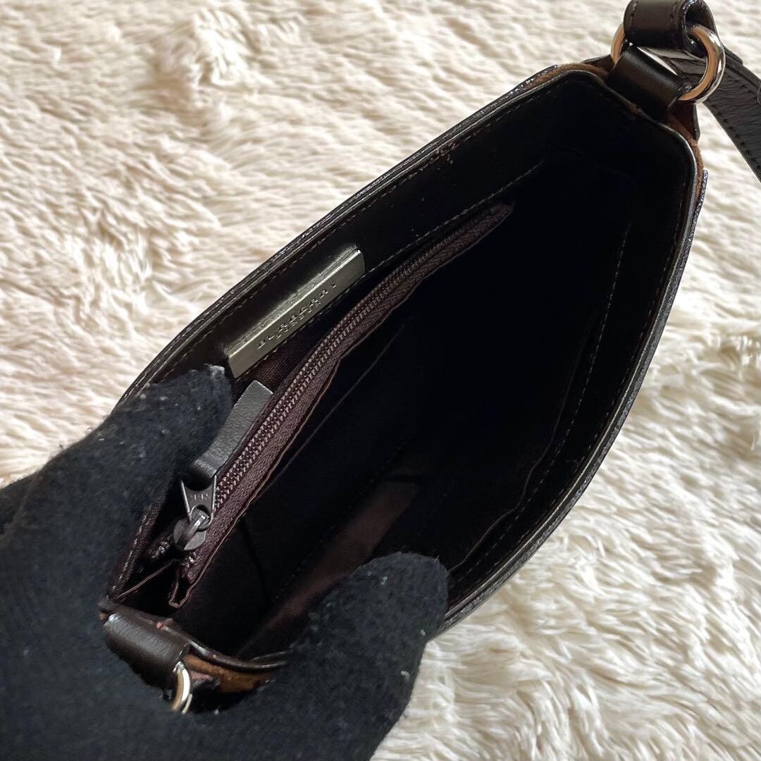 Burberry Brown Leather Square Stitch Shoulder Bag Womens 20cm x 16cm x 7cm