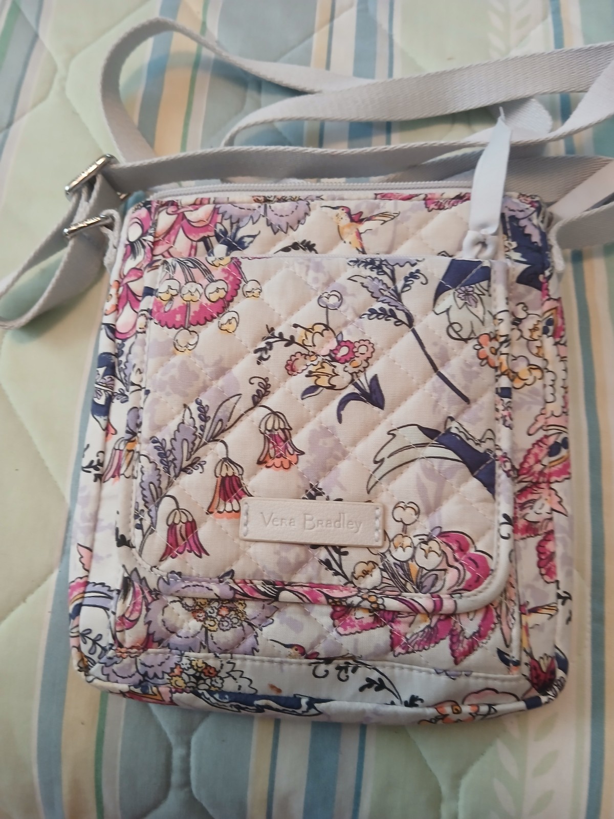 Vera Bradley mini hipster crossbody Hummingbird Park pink, purple, off white