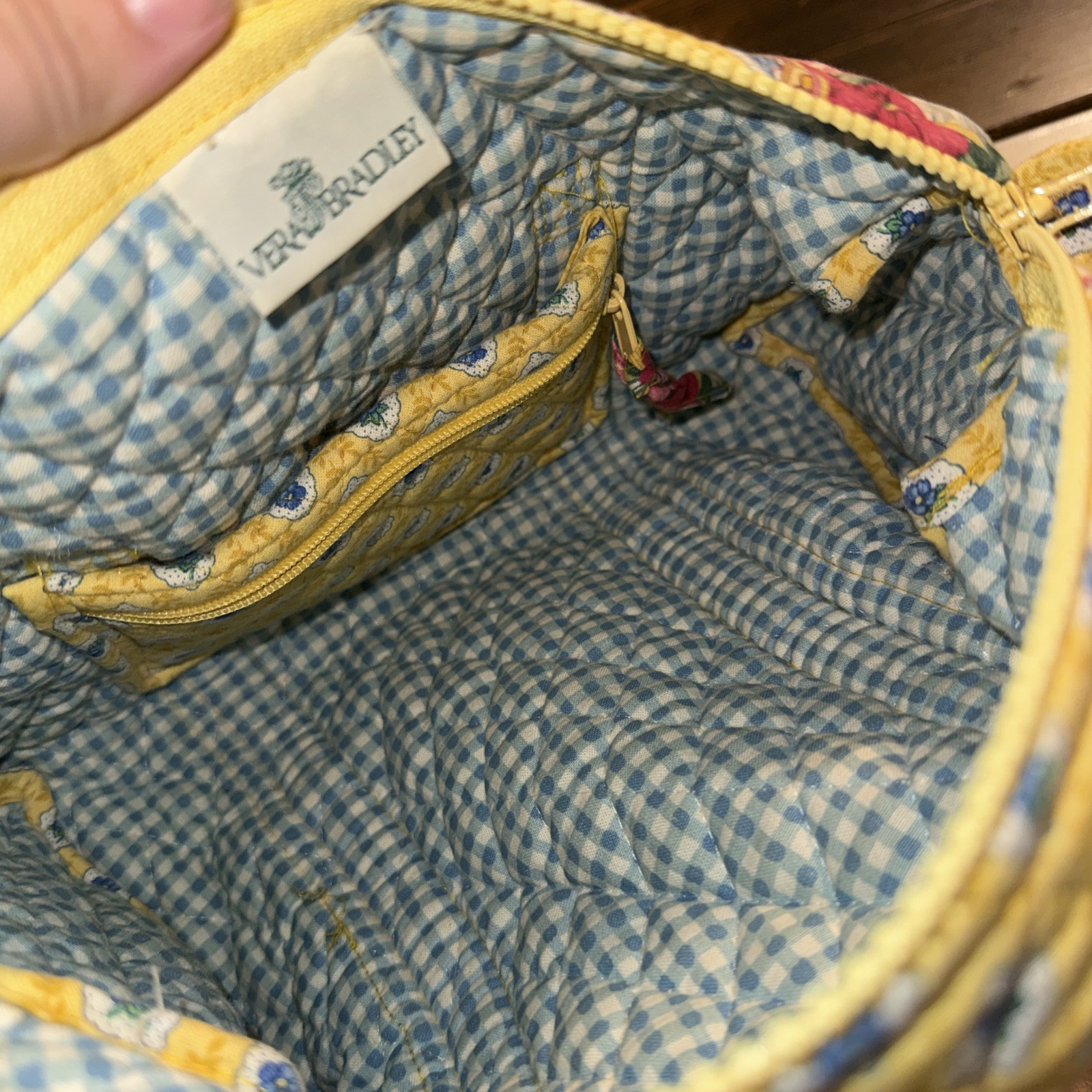 Vtg Vera Bradley Medium Duffle Tote ELIZABETH Pattern Yellow Floral Pink Rose