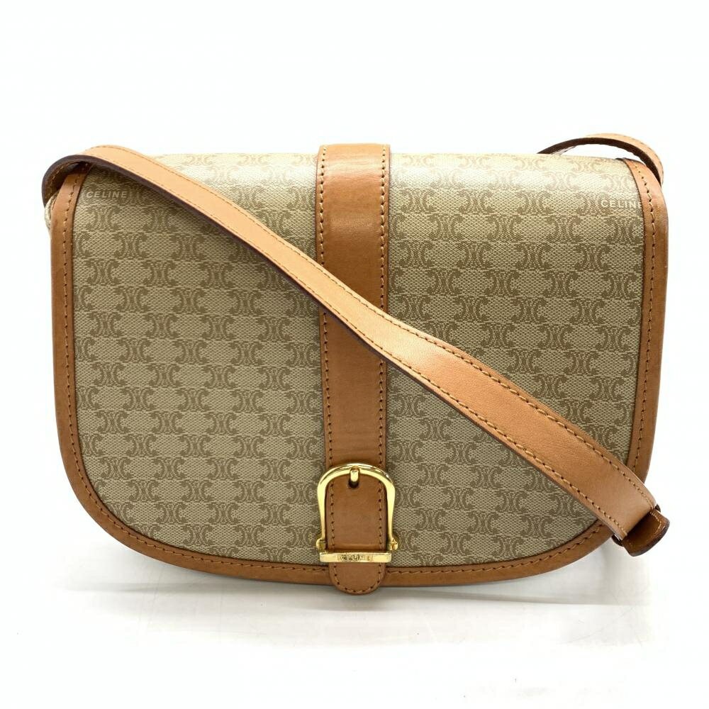 Celine Front Belt Shoulder Bag Color Brown Beige Width Size 8.46 in Women 99