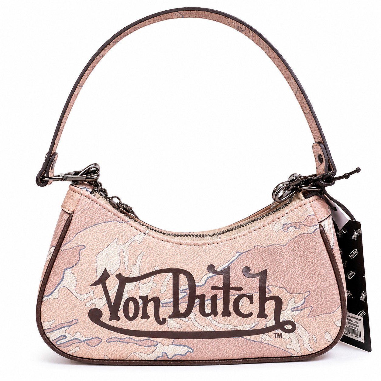 Von Dutch Desert Camo Shoulder Bag Pink Y2K Logo Purse VDSB-2074 NWT