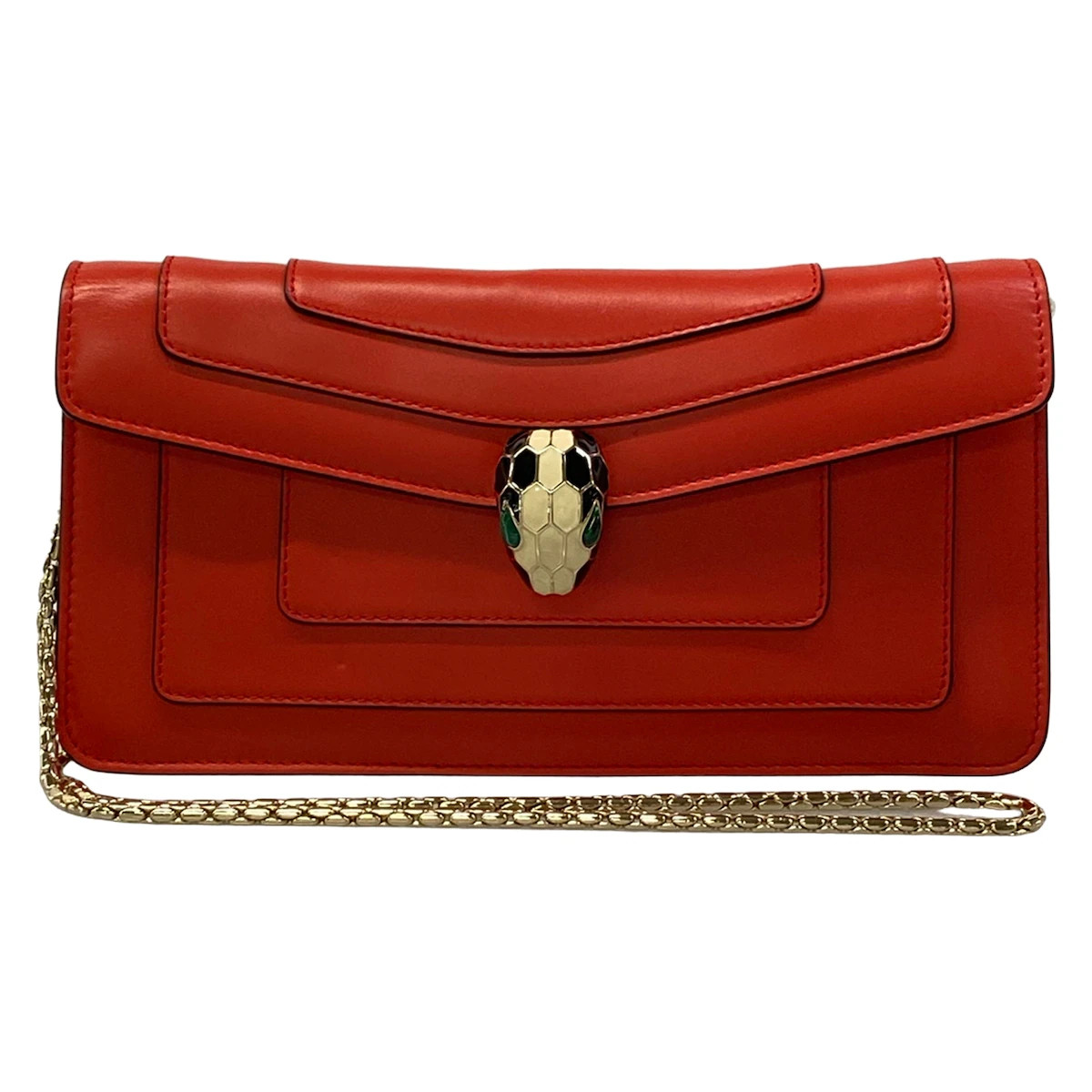 BVLGARI Serpenti Forever Red Leather Shoulder Bag