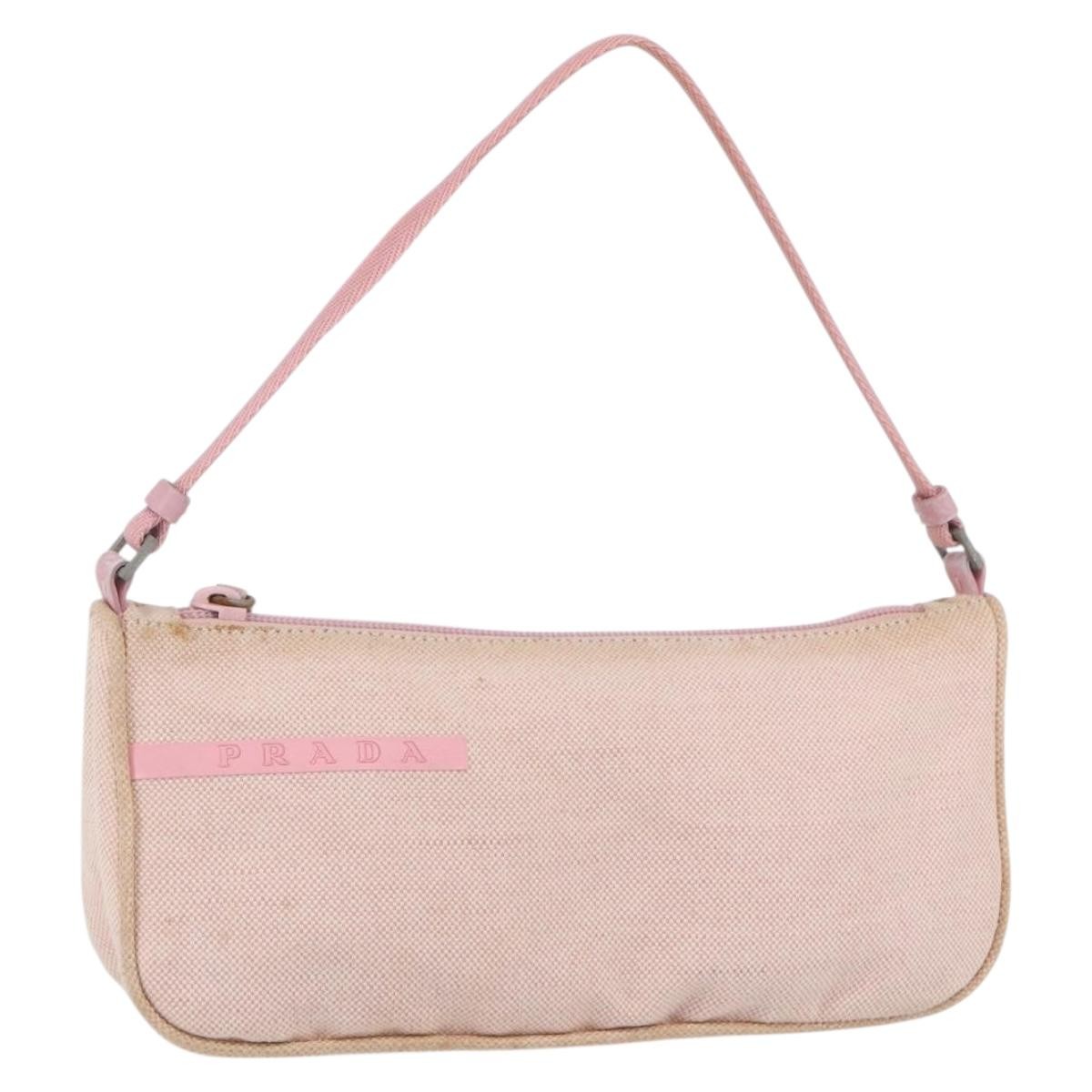 PRADA Sports Accessory Pouch Canvas Pink Auth 152004