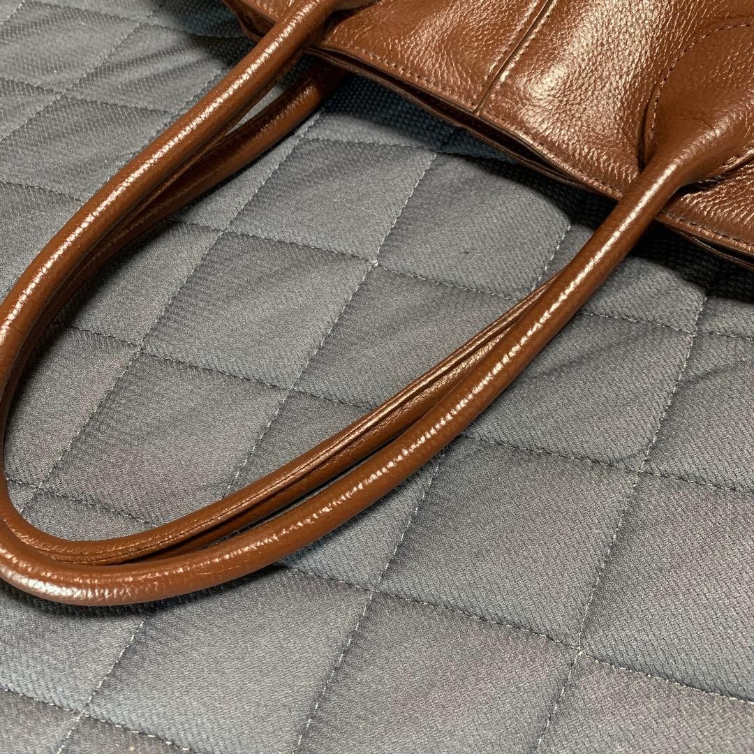 Tsuchiya Kaban Dark Brown Leather Tote Bag A4 Compatible Auth