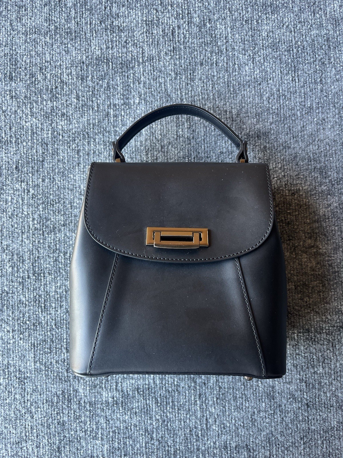 Cielo Celeste Italian Black Leather Convertible Backpack Shoulder Handle Bag