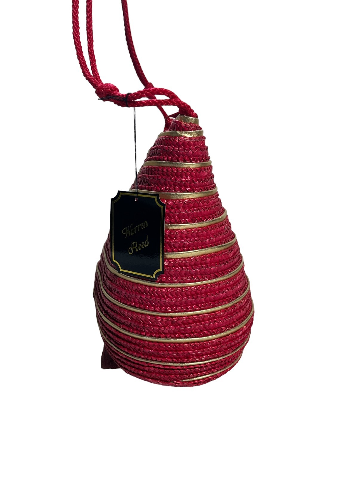 Warren Reed Woven Wicker Purse Bucket Bag Shoulder Red And Gold Zipped Vintage