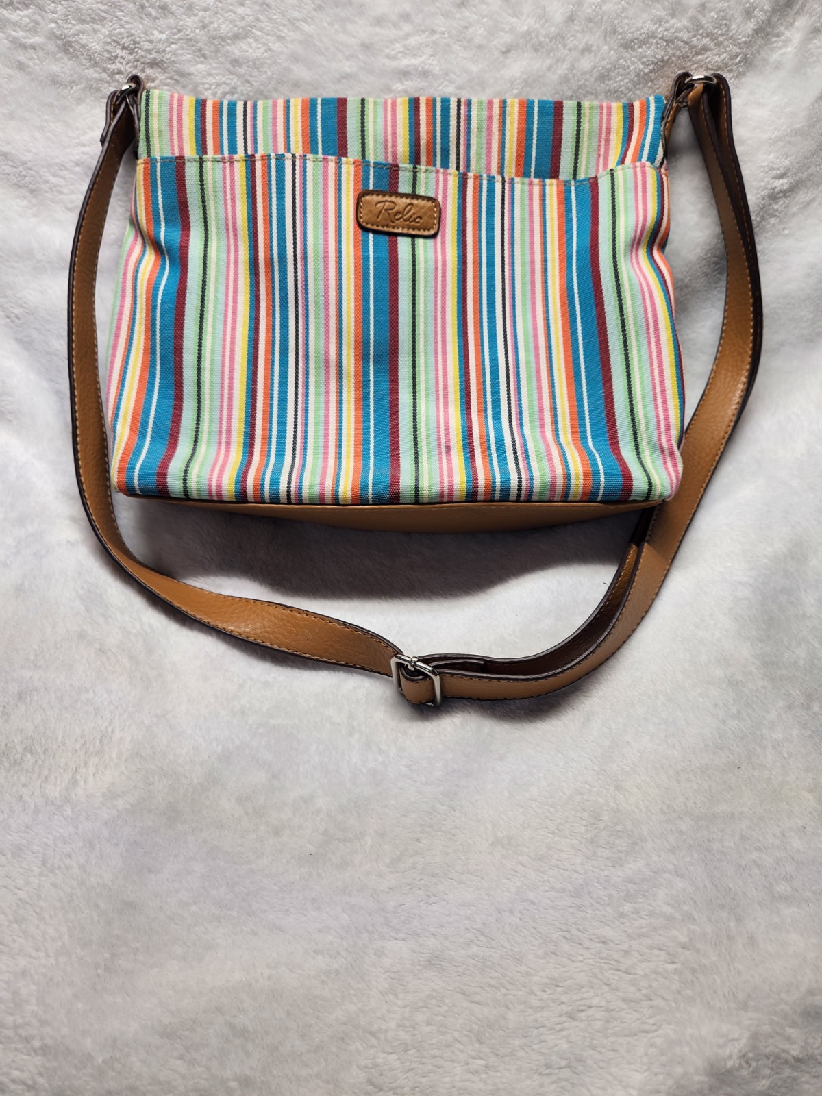Relic by Fossil Multicolor Striped Fabric Shoulder Crossbody Purse EUC!