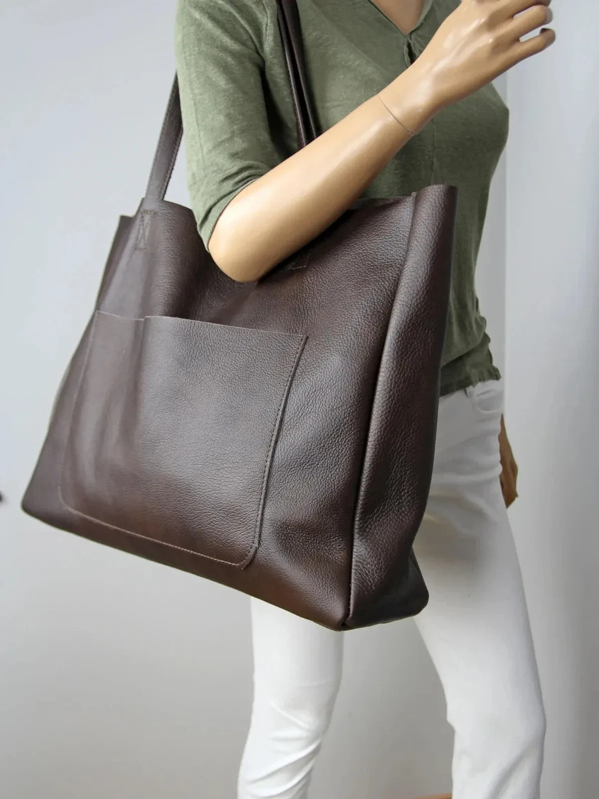 Tote Bag Large Capacity Handmade Cowhide Leather Premium Shoulder Bag for Womens