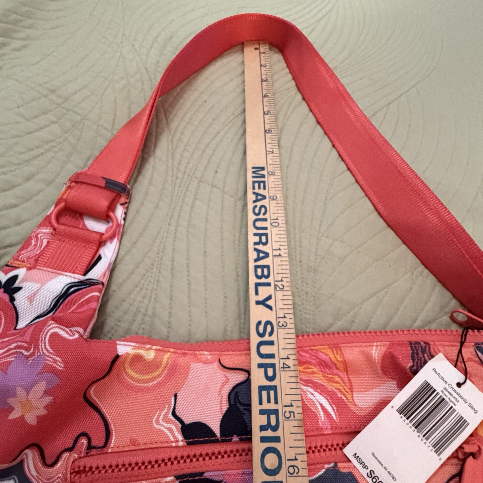 Vera Bradley ReActive Crossbody Bag Sling Rosa Agate Coral NEW Travel Light Wt