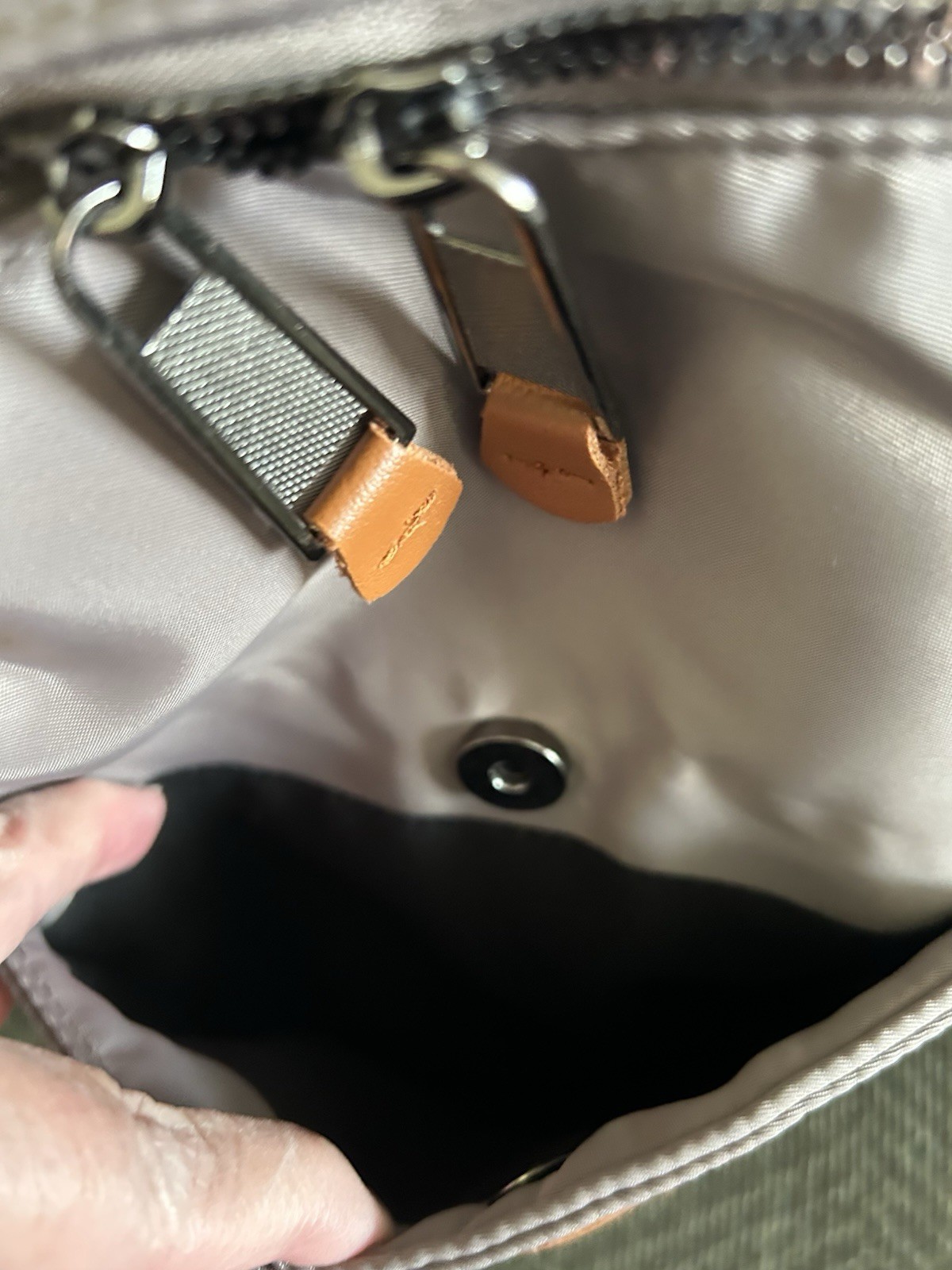 Manetta Dafuqi Backpack Tan Taupe Medium Water Resistant Preppy Minimalist NWT