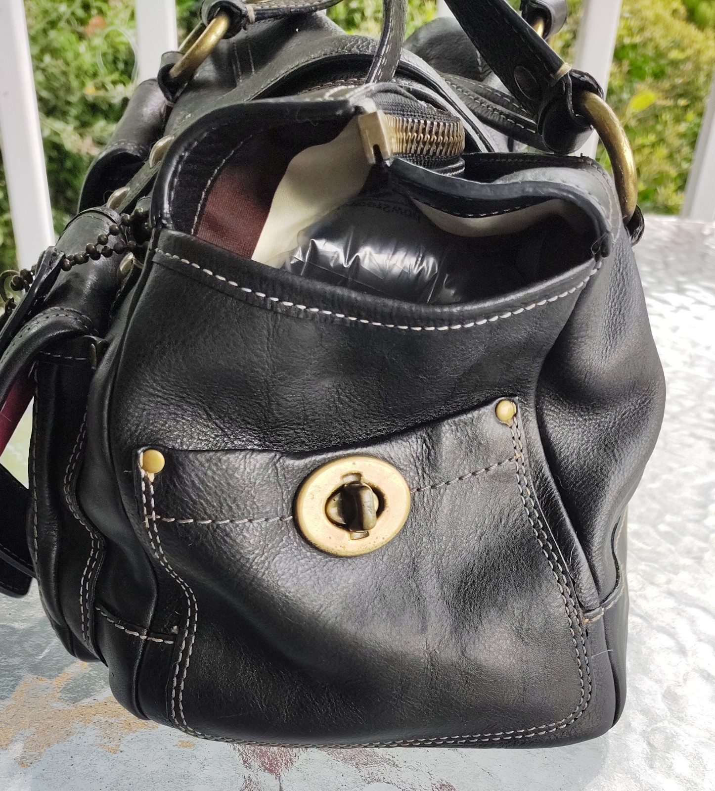 Coach MEDIUM 10330 65th Anniversary Mandy Vintage Black Leather Shoulder Bag