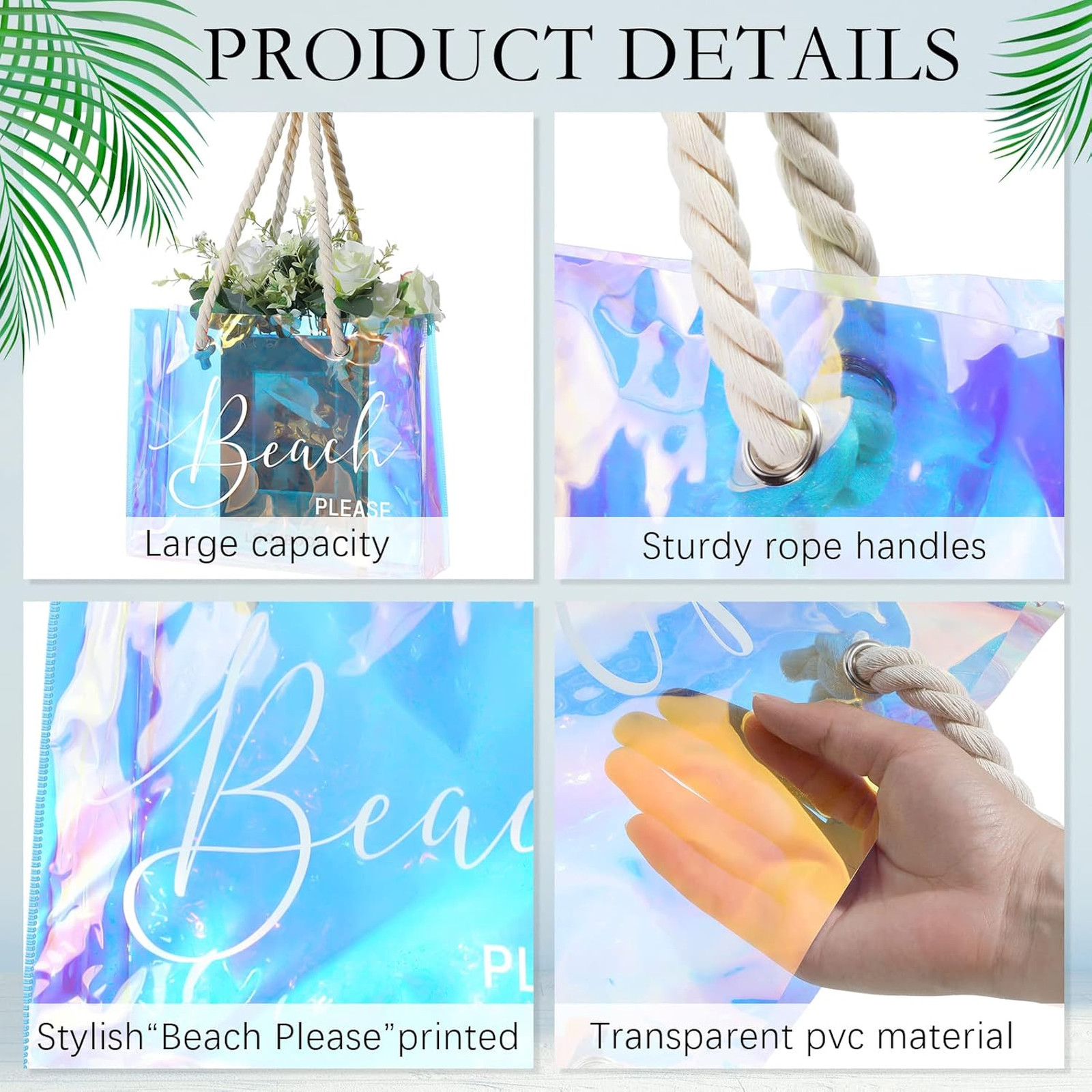 Clear Beach Tote Bag PVC Waterproof Large Summer Pool Hospital Bag for Women
