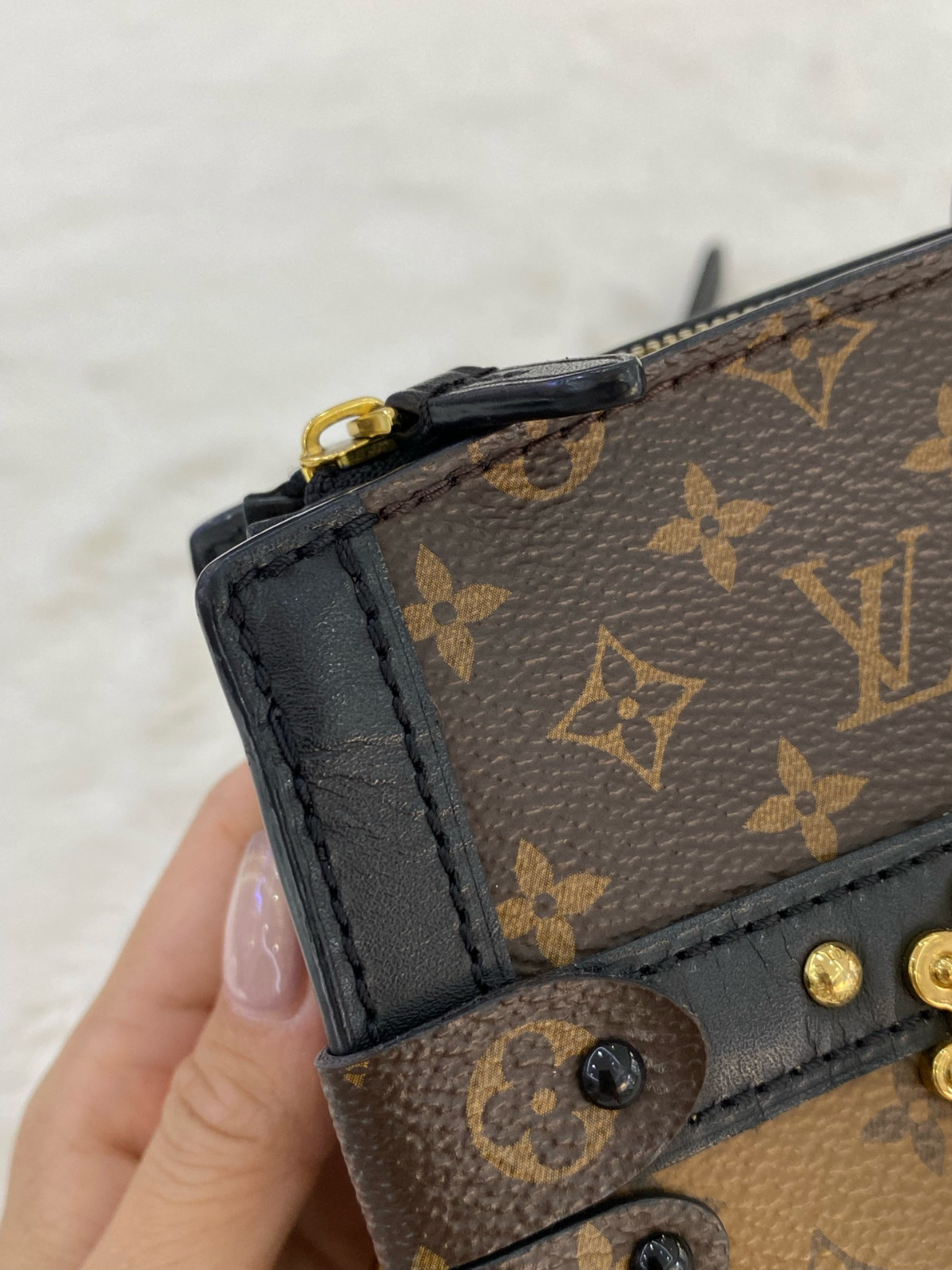 Authentic Louis Vuitton Trunk Clutch Monogram Canvas Clutch Brown Gold-Tone