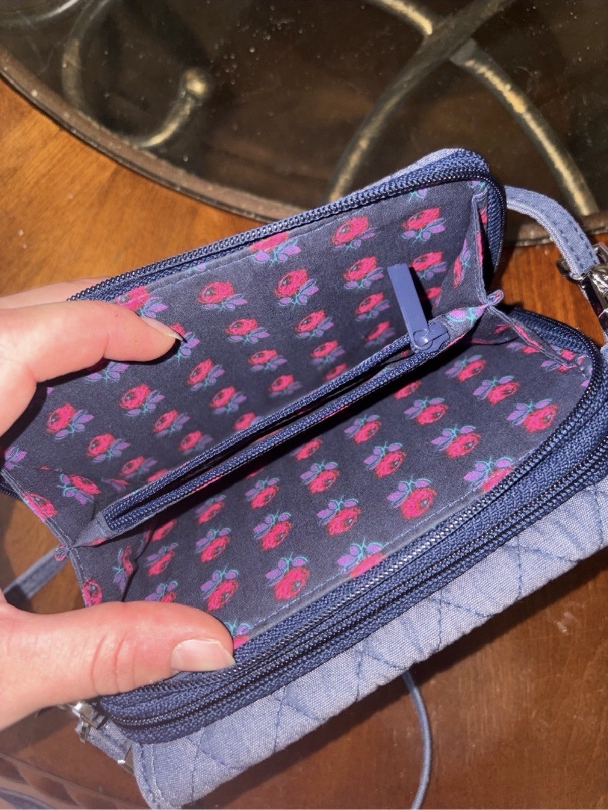 Vera Bradley Denim Moonlight Navy 3-in1 All in One Crossbody Bag Wallet