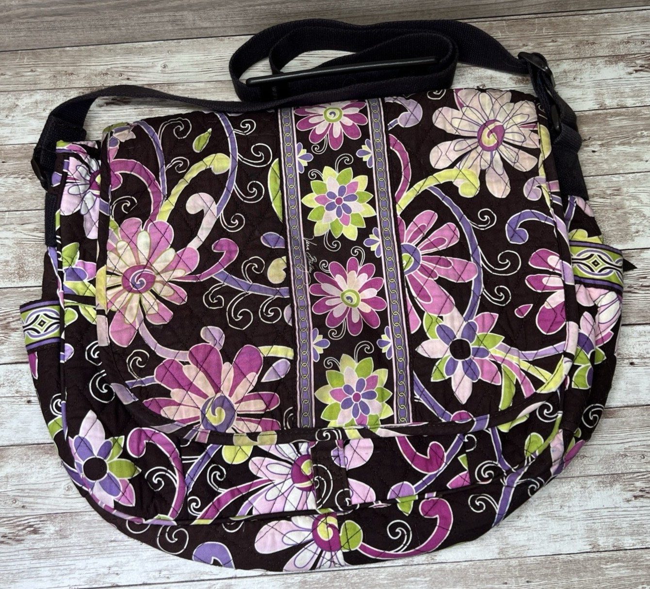Vera Bradley Messenger Bag in Purple Punch – RETIRED and RARE! 16″ x 14″