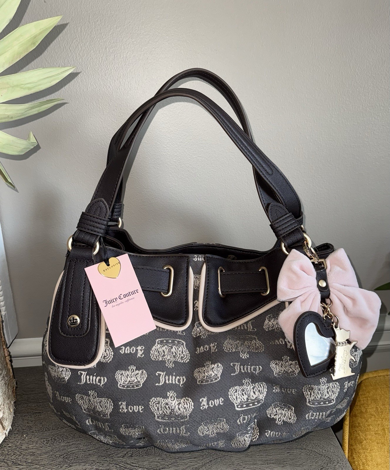 Juicy Couture Fan Club Satchel Handbag Chocolate Sandstone Viral NWT
