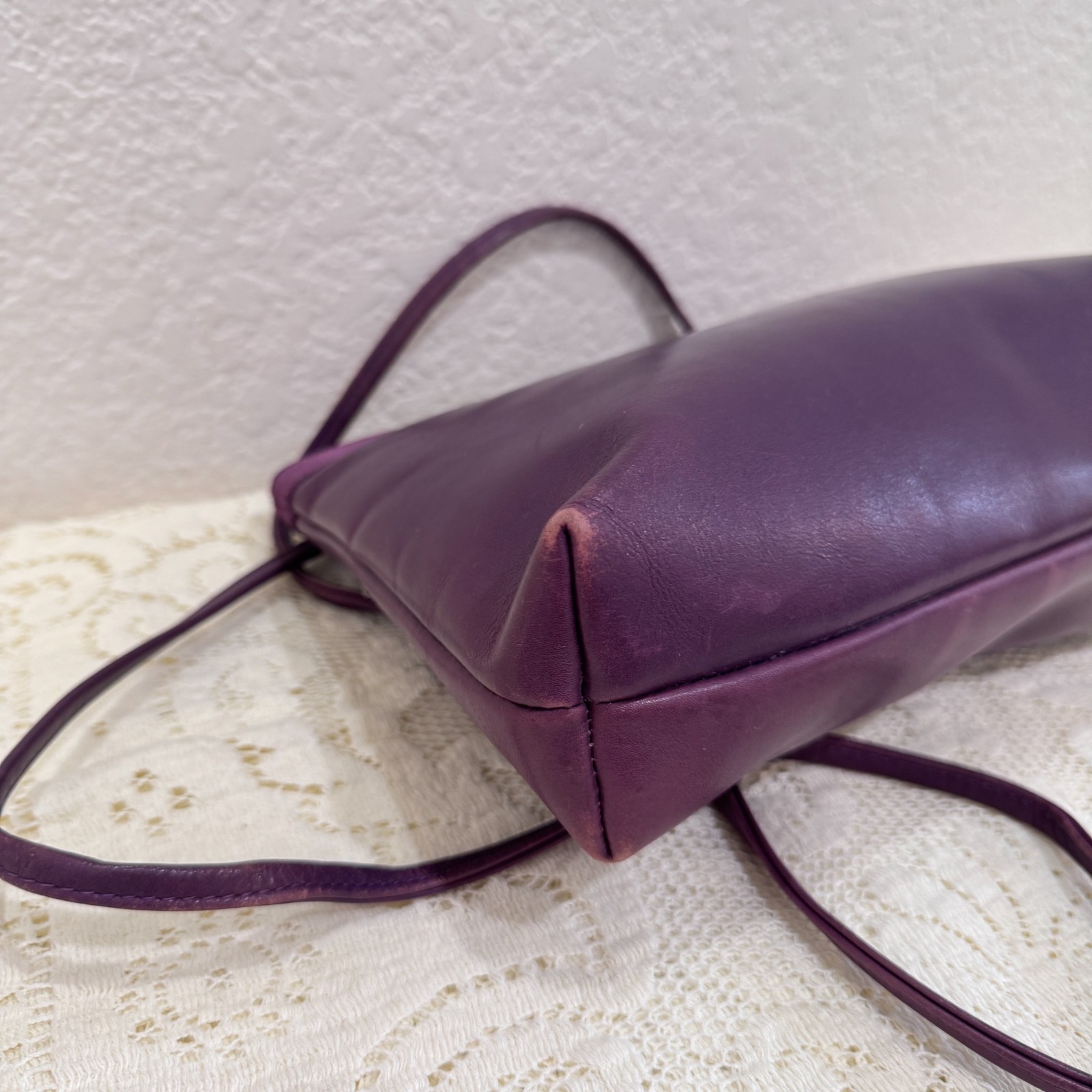 Salvatore Ferragamo Vara Bow Purple Leather Shoulder Crossbody Bag Italy As Is