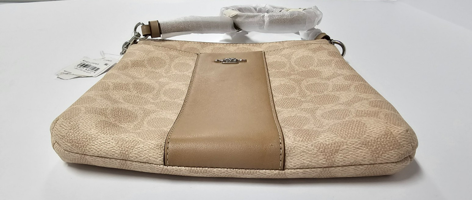 COACH KITT Messenger Crossbody Bag 41321 Light Khaki/ Taupe Leather Canvas NWT!