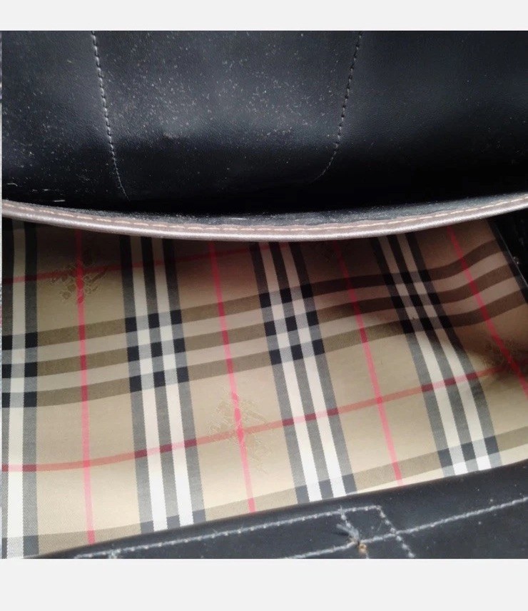 Vintage Burberry Beige Boston Large Travel Bag Haymarket Check Canvas