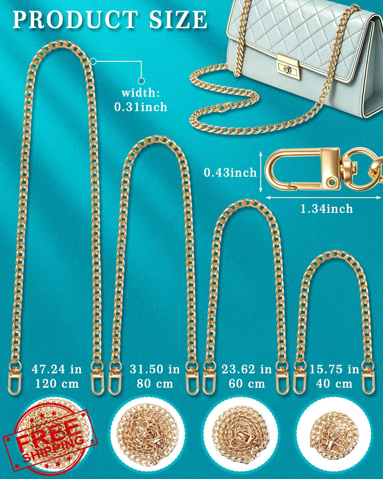 FIVEIZERO Gold Purse Chain 4 Sizes