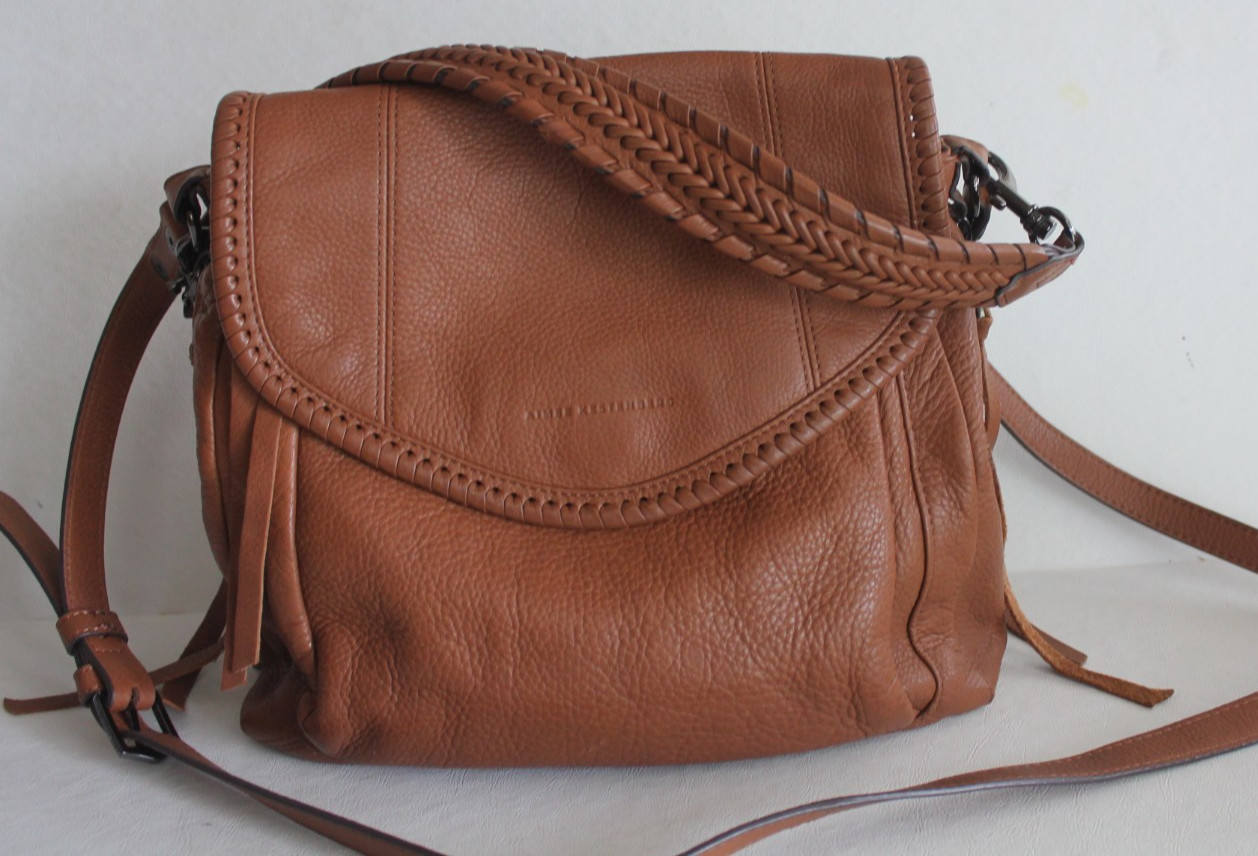 Aimee Kestenberg All For Love Convertible Chestnut Leather Shoulder Bag EUC