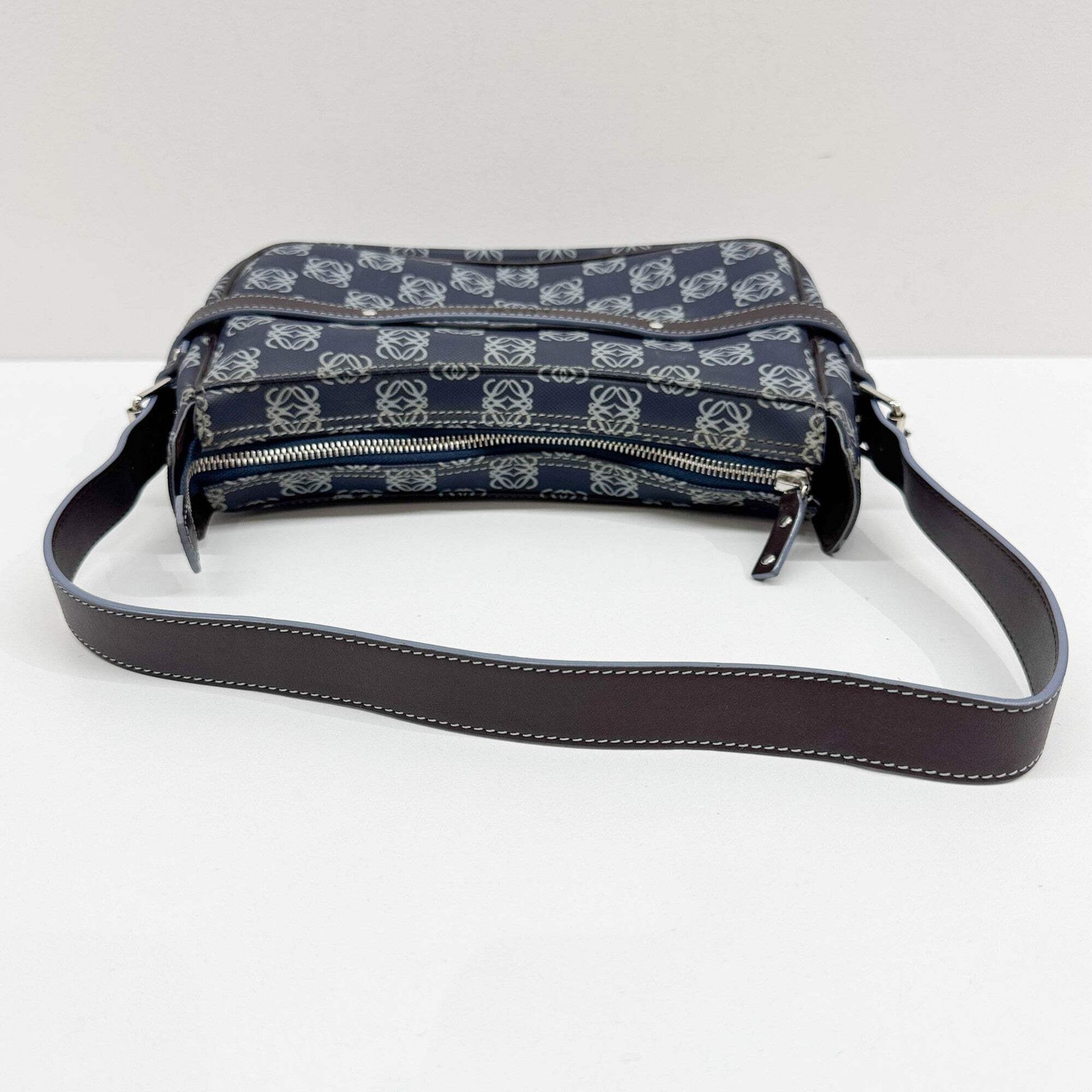 LOEWE Anagram Blue Monogram Canvas Shoulder Bag