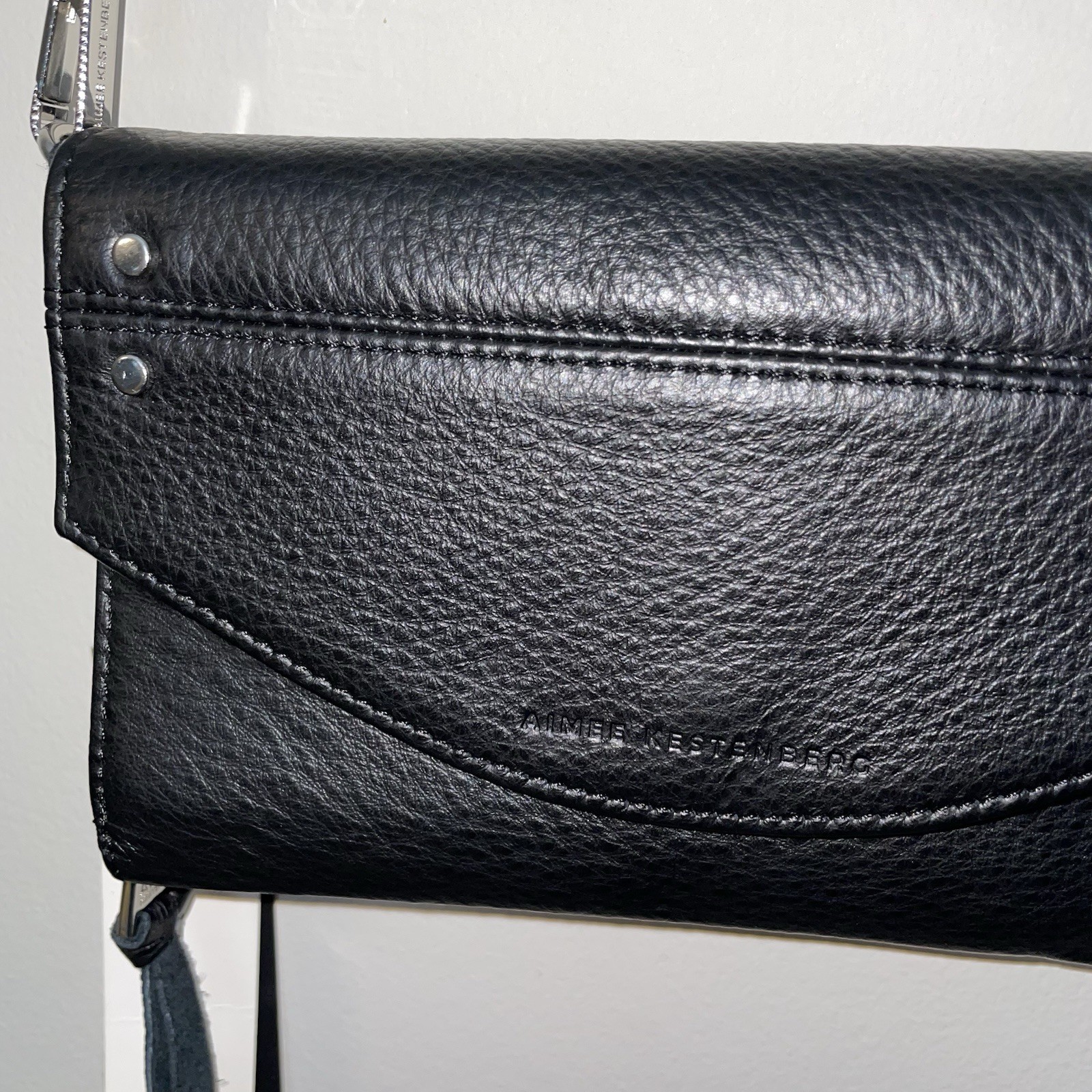 AIMEE KESTENBERG Delancey Black Leather Cross Body Wallet Wristlet NWT