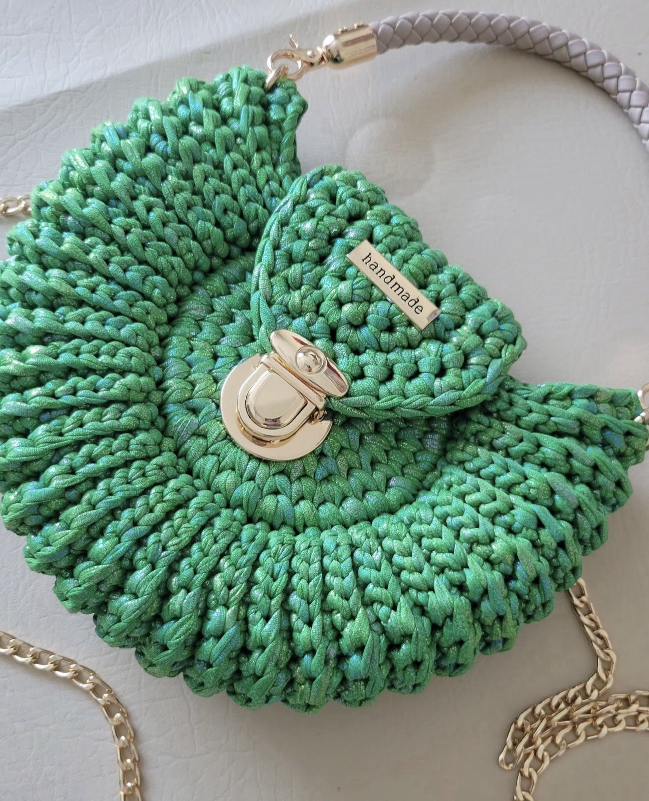 Handmade Crochet Women Bag Shoulder Bag Gren Bag Crochet Bag