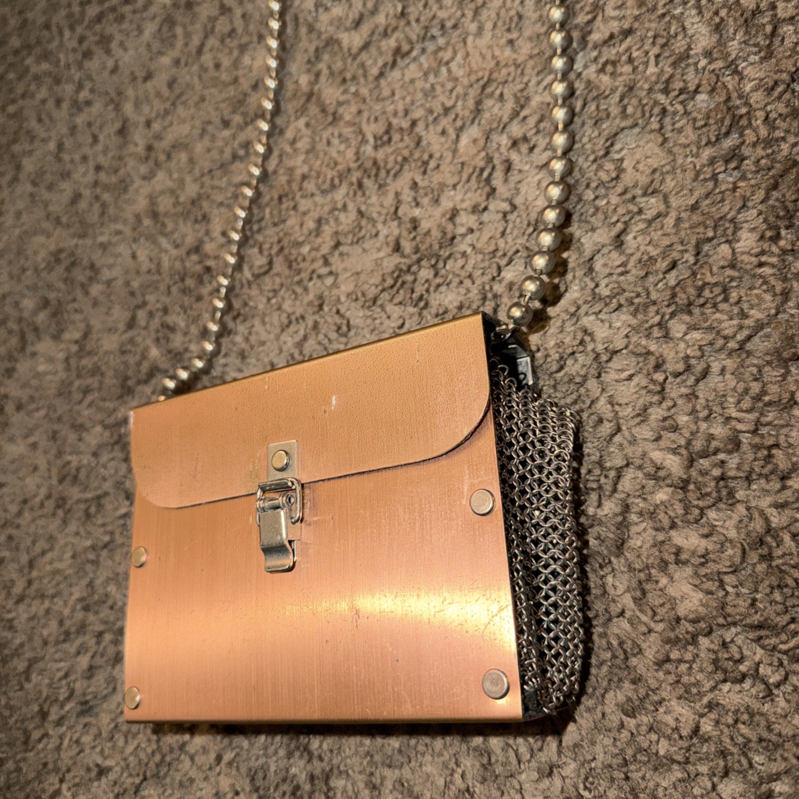 Vintage Wendy Stevens Cooper Mesh Metal Handbag Change Purse 80s 90s Bag Signed