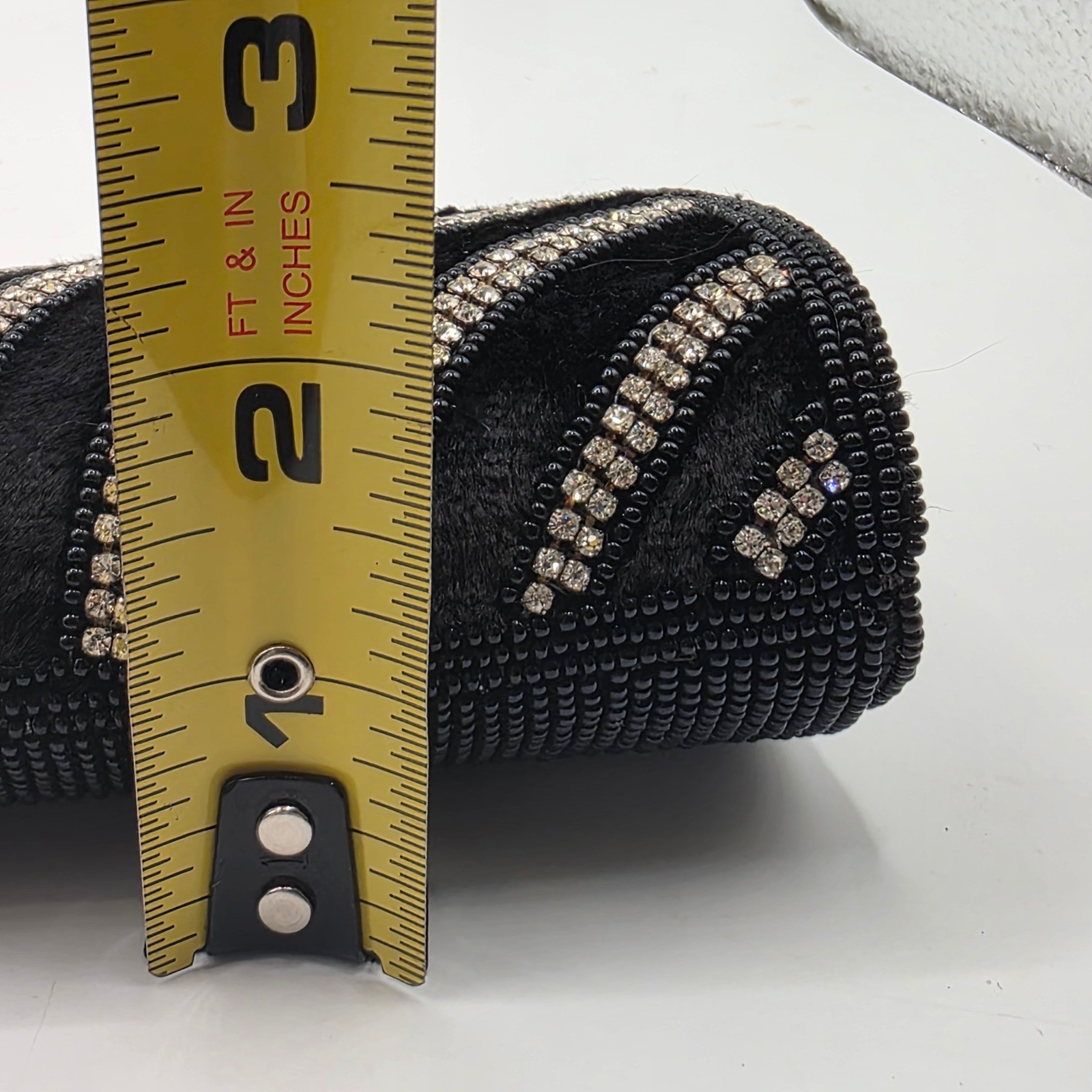 Vintage Style Black Beaded Rhinestone Art Deco Evening Clutch Bag Shoulder Bag